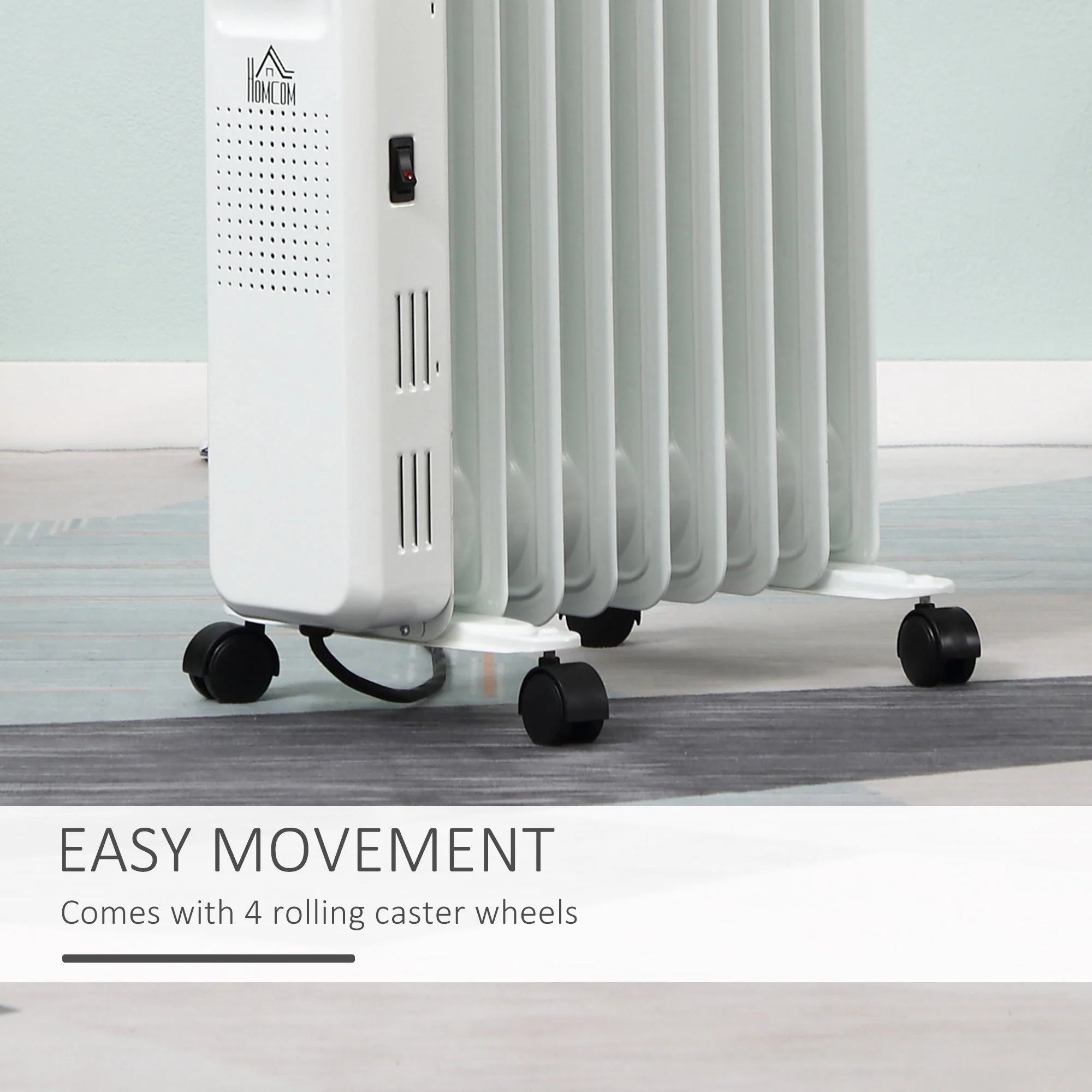 2180W 9 Fin Adjustable Oil Filled Radiator With Timer White - Image 6