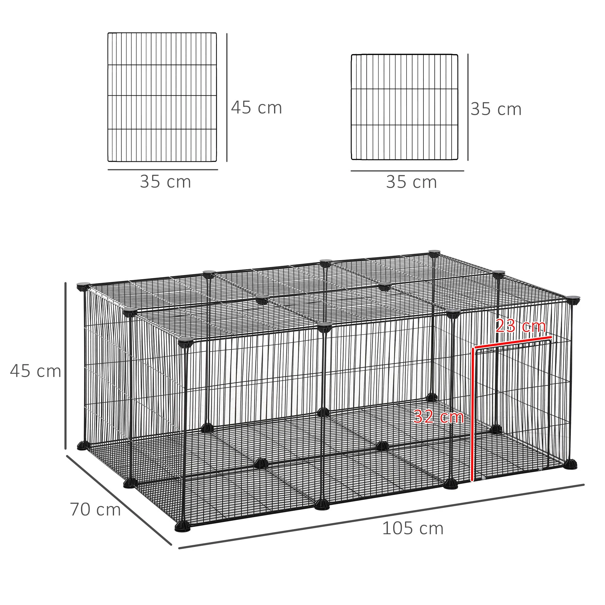 22 Panel Small Animal Playpen Black by Pawhut - Image 4