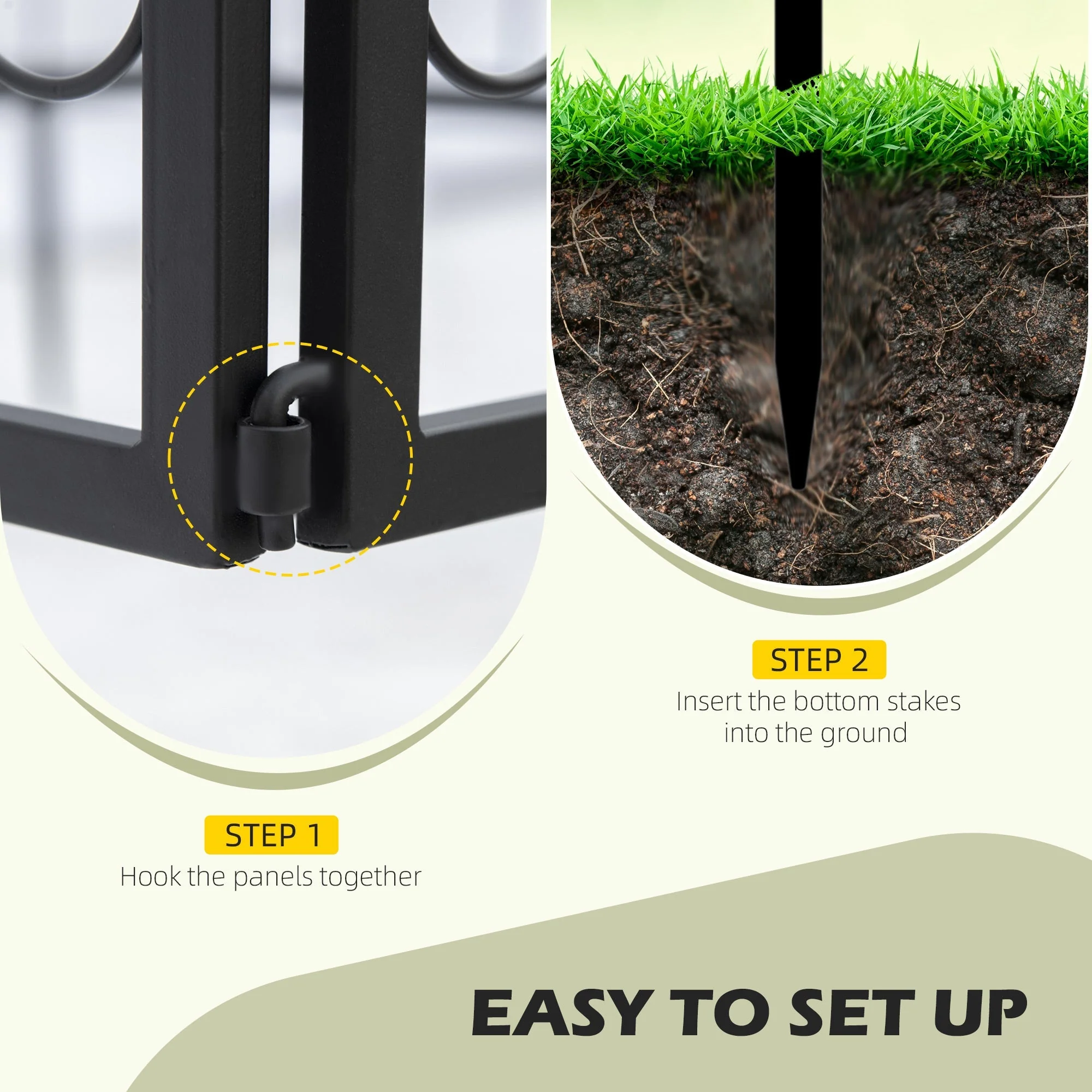 224cm Metal Decorative Garden Fence - Image 4
