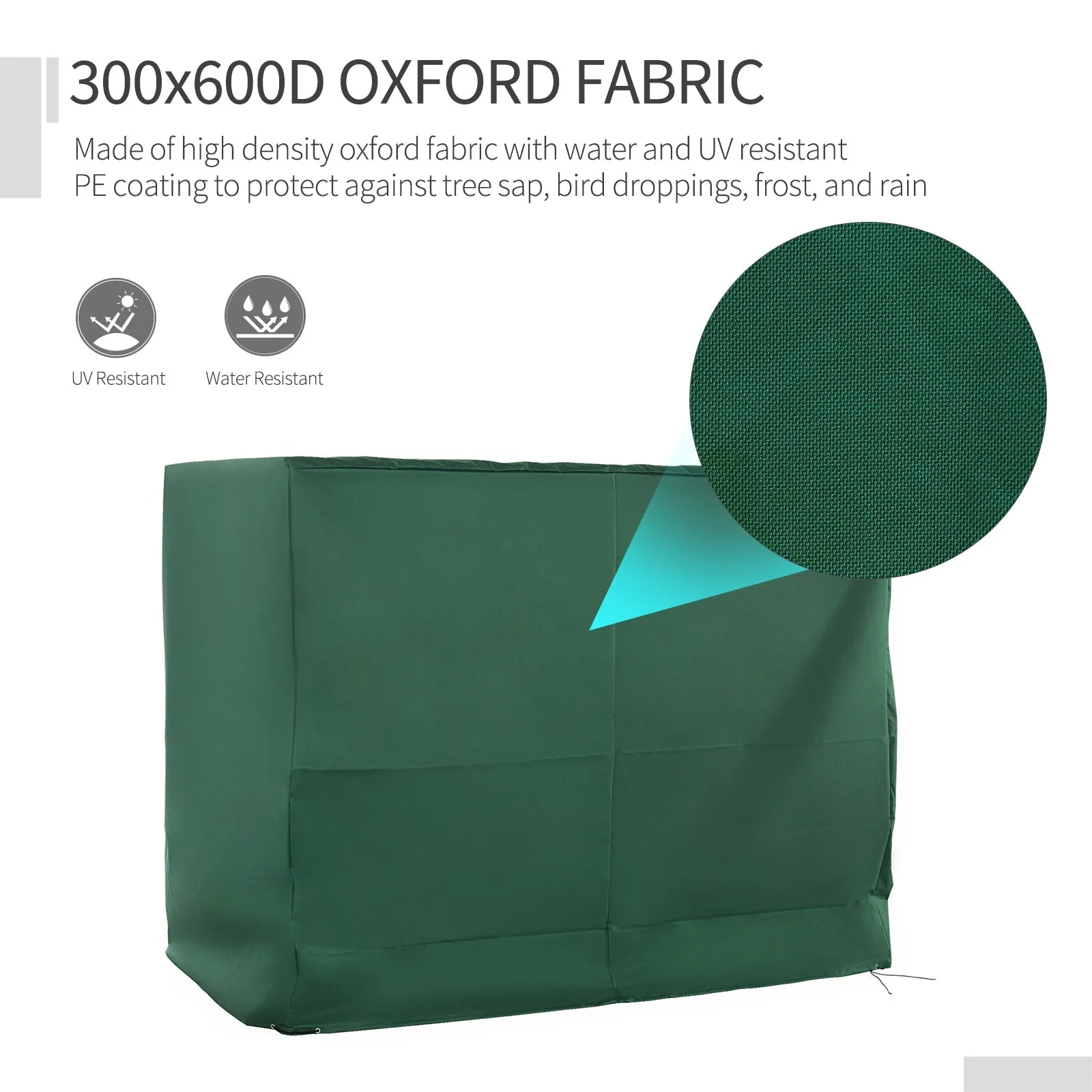 240L x 133W cm 3 Seat Outdoor Garden Swing Chair Protective Cover Water UV Resistant - Image 5