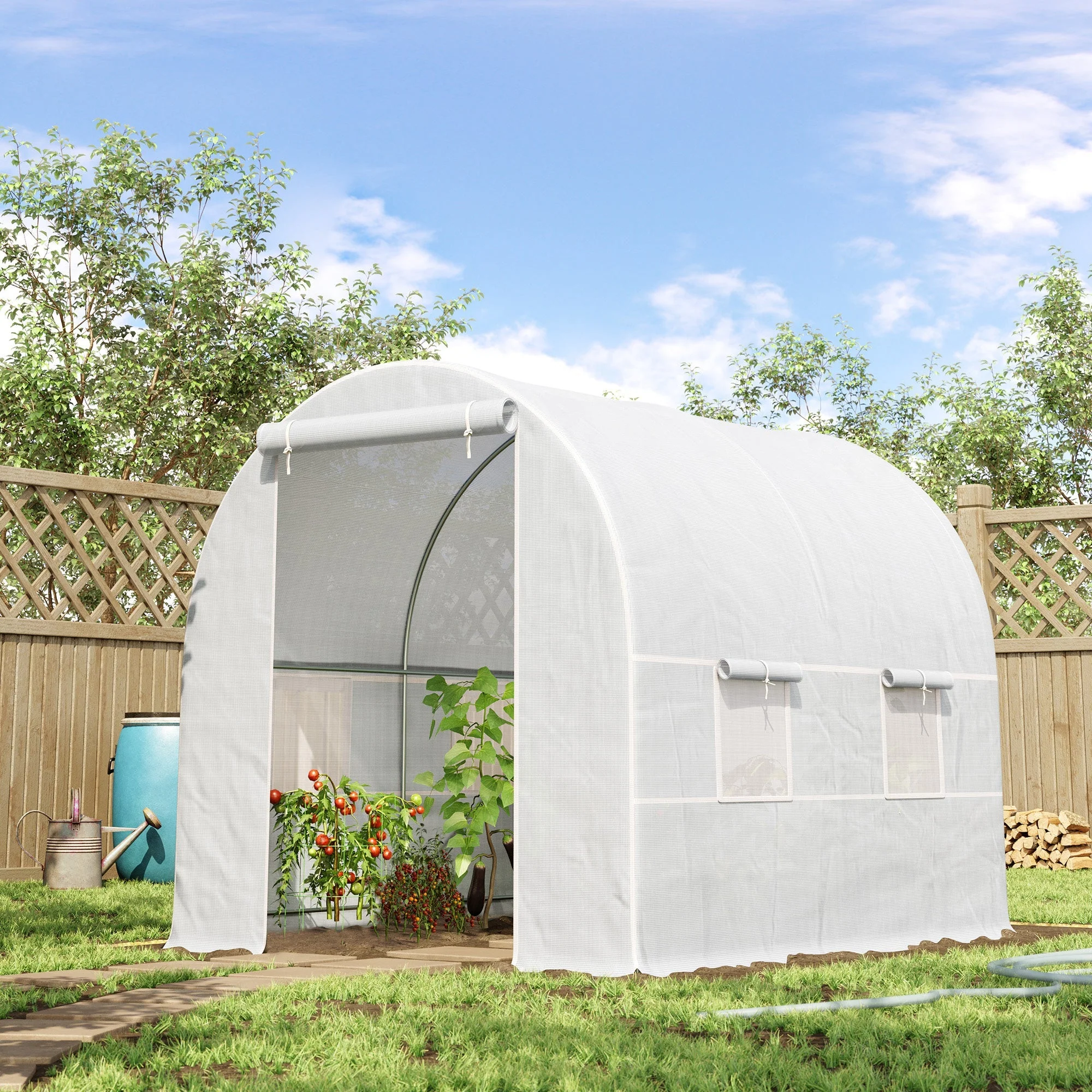 250L×200W×200H cm Walk-in Greenhouse-White - Image 2