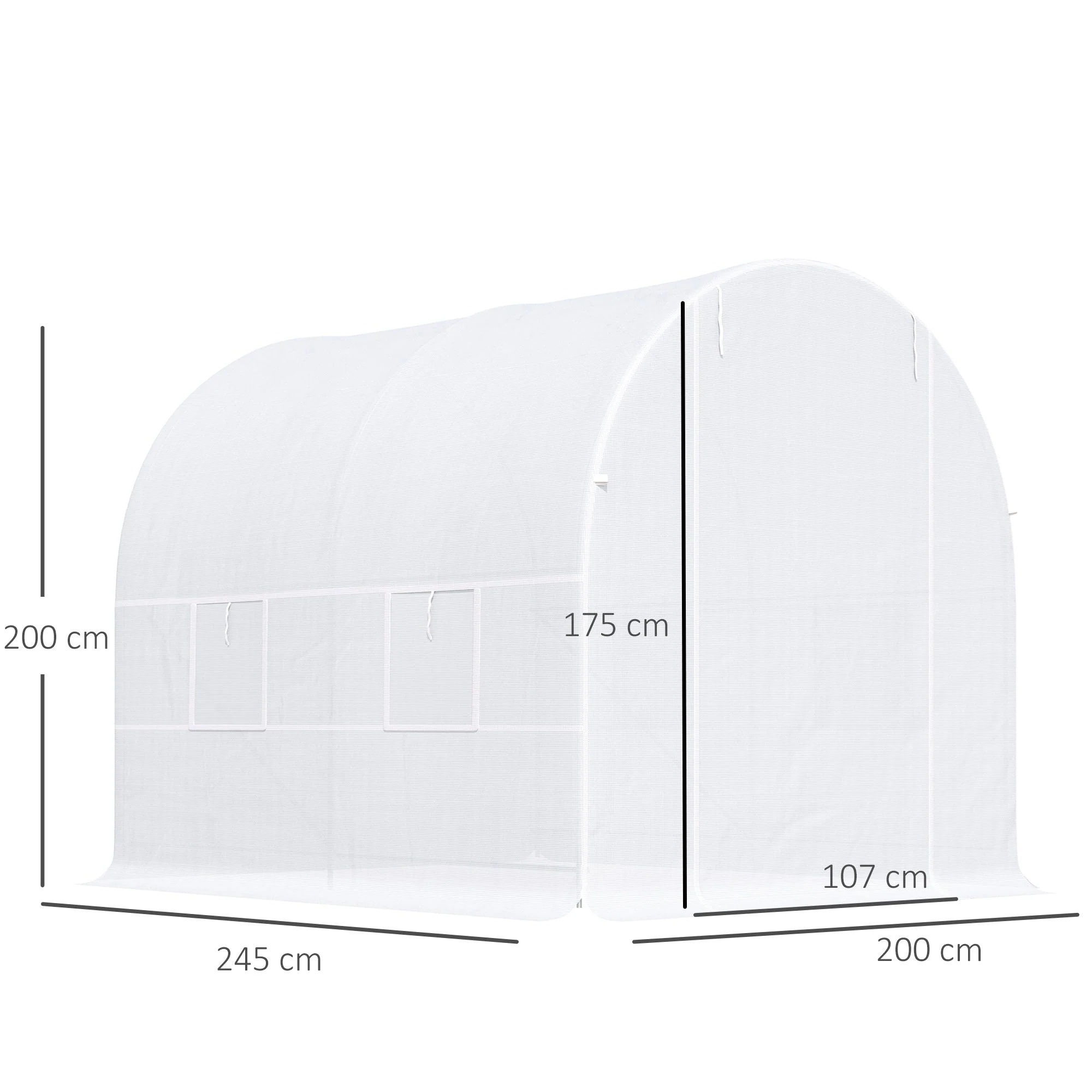 250L×200W×200H cm Walk-in Greenhouse-White - Image 3