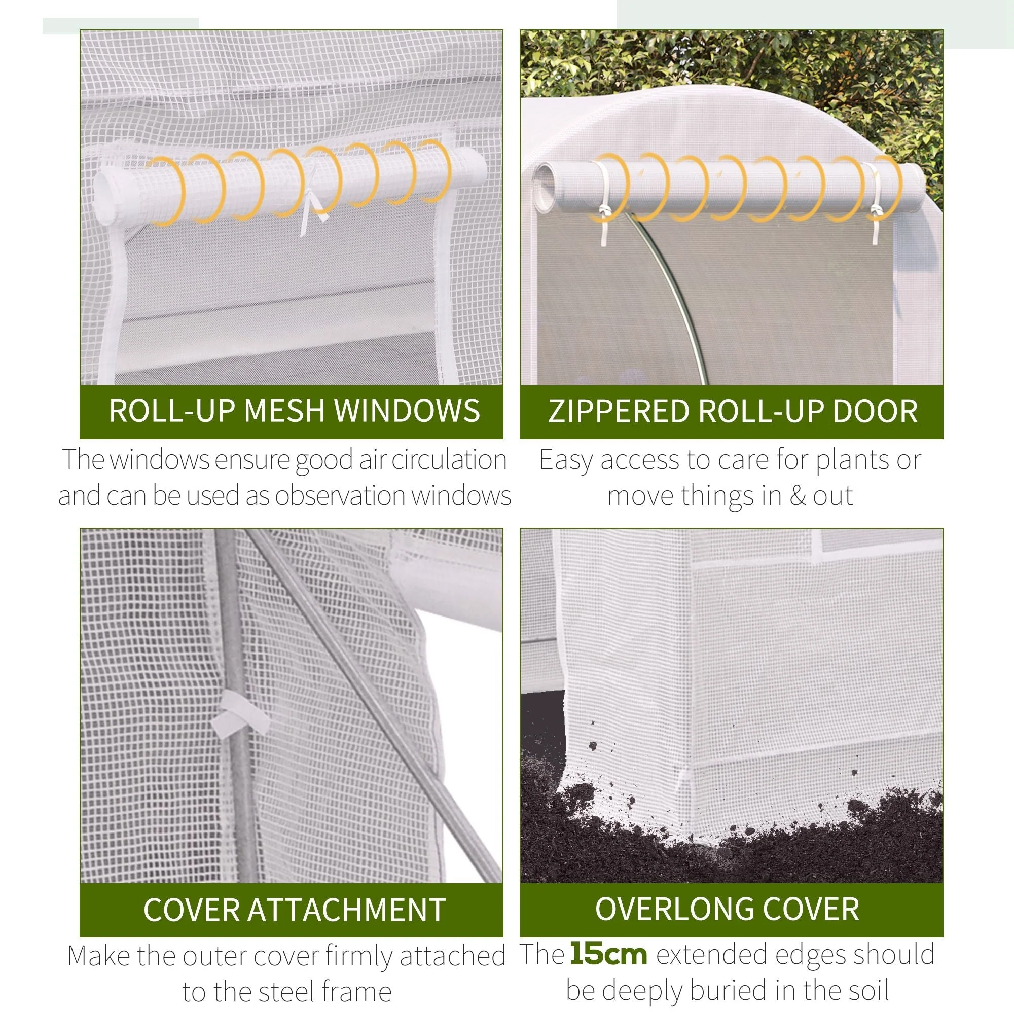 250L×200W×200H cm Walk-in Greenhouse-White - Image 5
