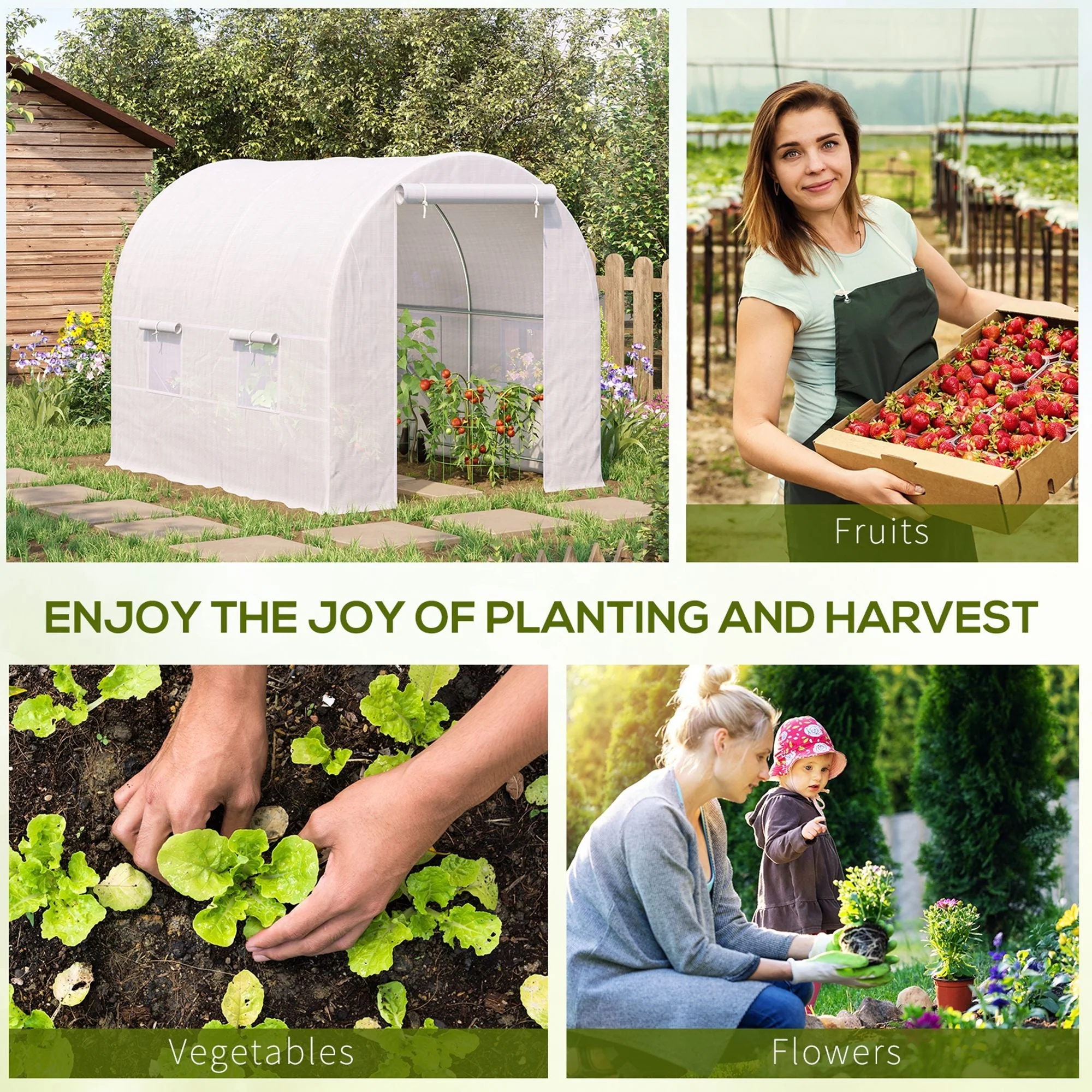 250L×200W×200H cm Walk-in Greenhouse-White - Image 6