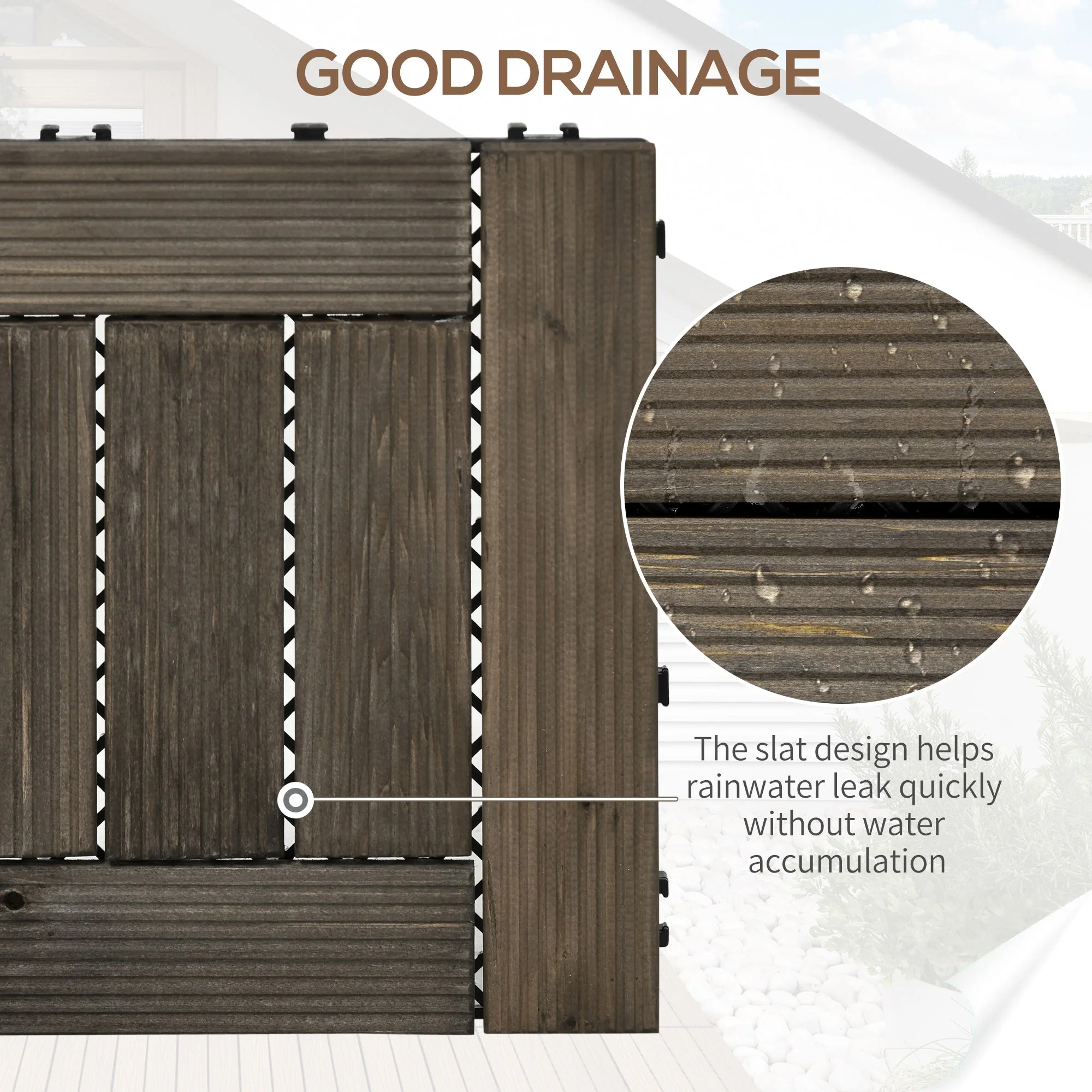 27-Piece Wooden Interlocking Decking Tiles - Image 5