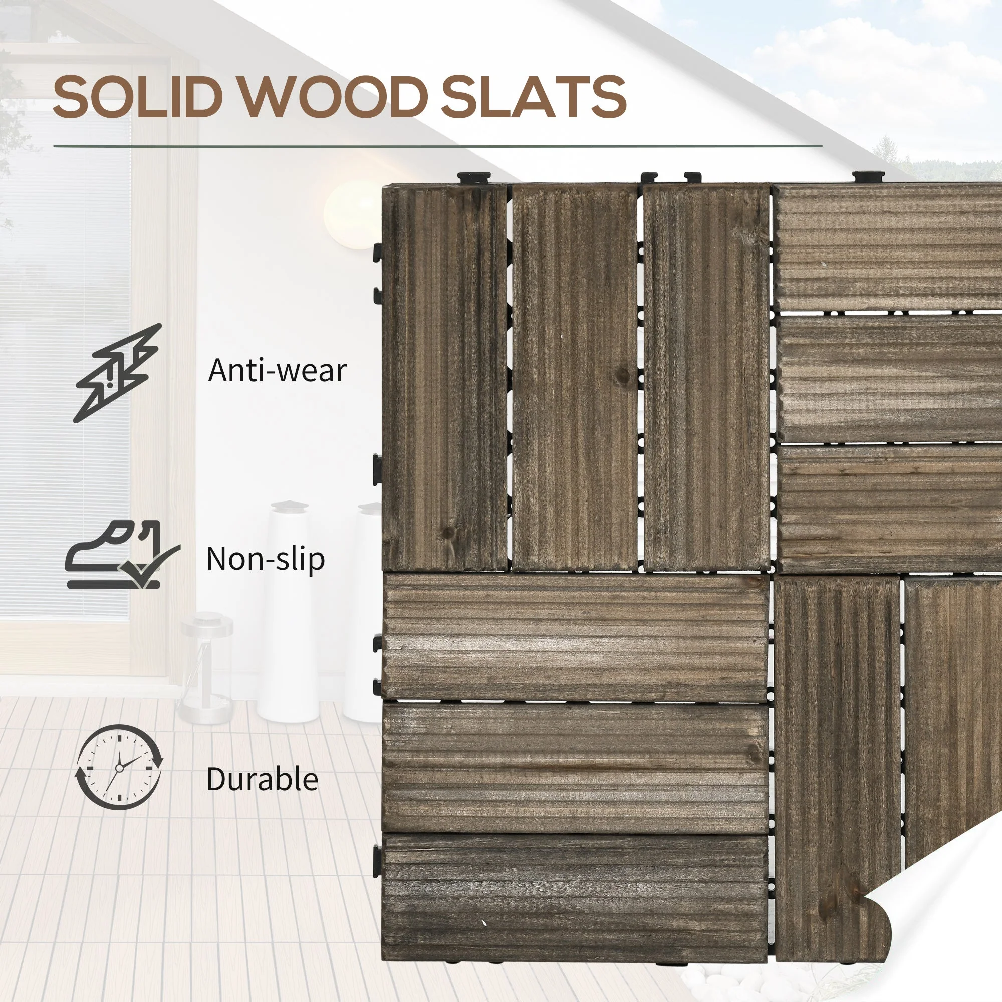 27-Piece Wooden Interlocking Decking Tiles - Image 3