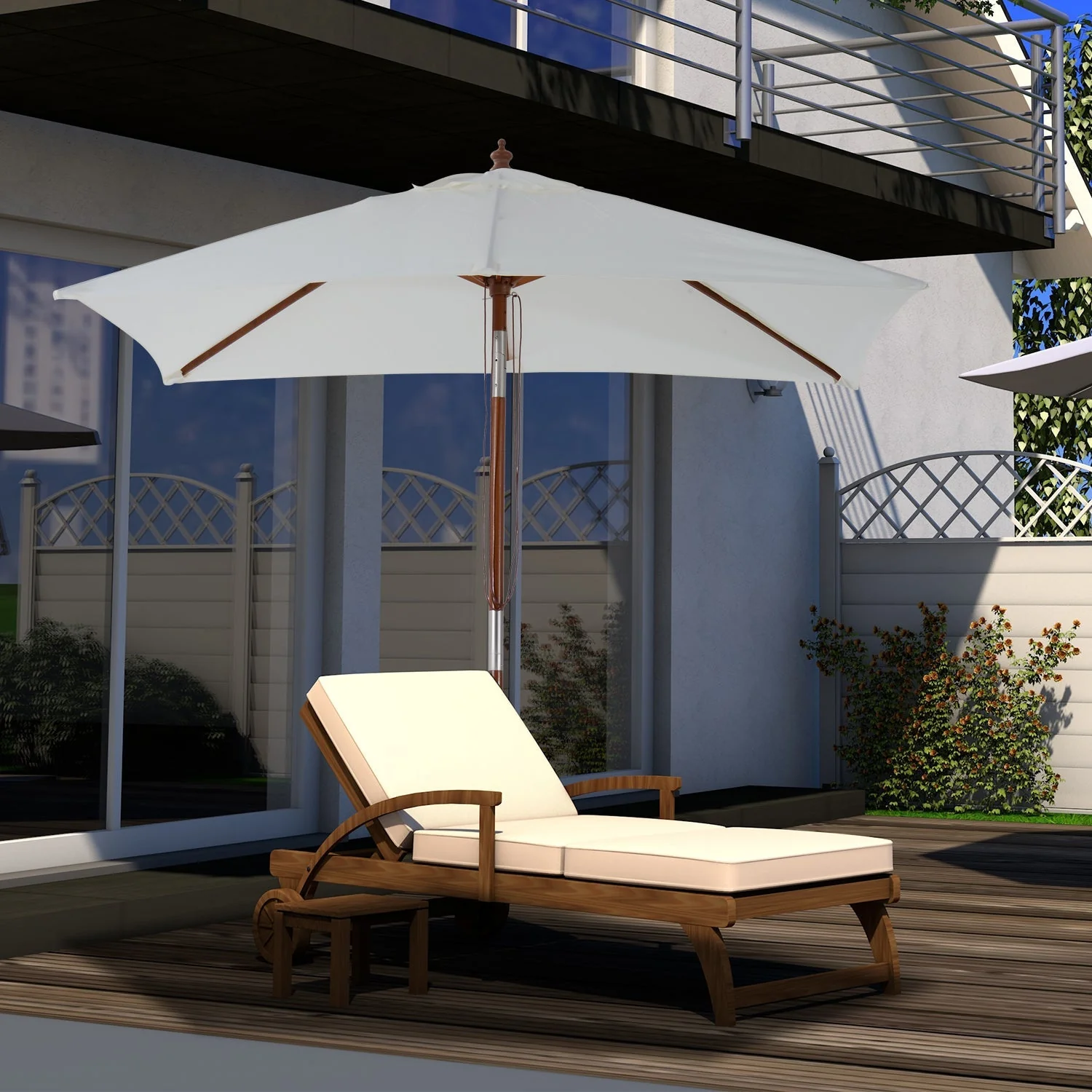 2m x 1.5m Garden Parasol Umbrella with Tilting Sunshade Canopy - Image 2