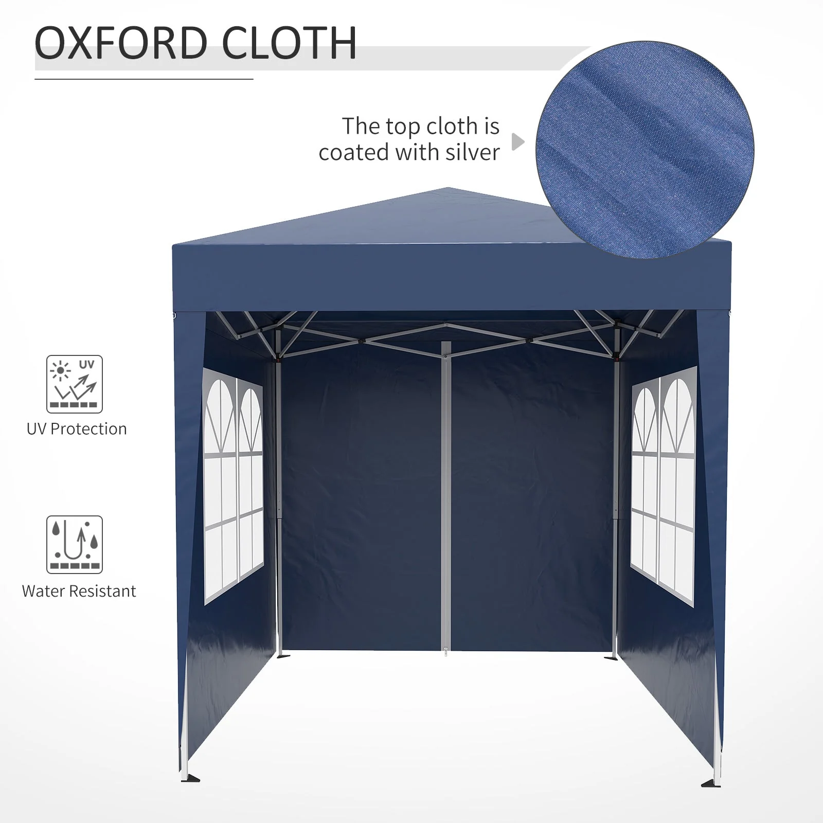 2m x 2m Garden Pop Up Gazebo Marquee Party Tent Wedding Awning Canopy New With free Carrying Case Blue + Removable 2 Walls 2 Windows - Image 7