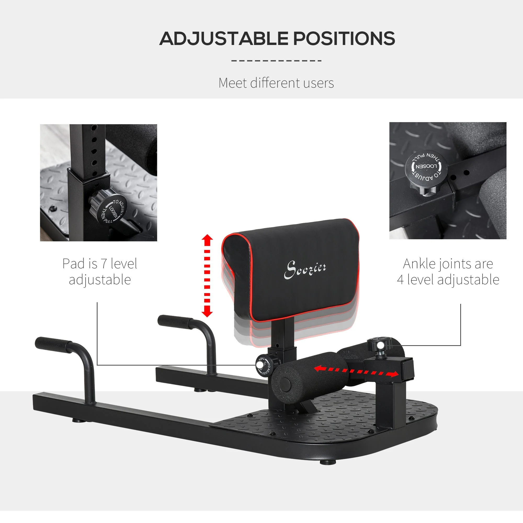 3-in-1 Full Body Workout Ergonomic Squat Machine Fitness Body Exercise Machine Black - Image 4