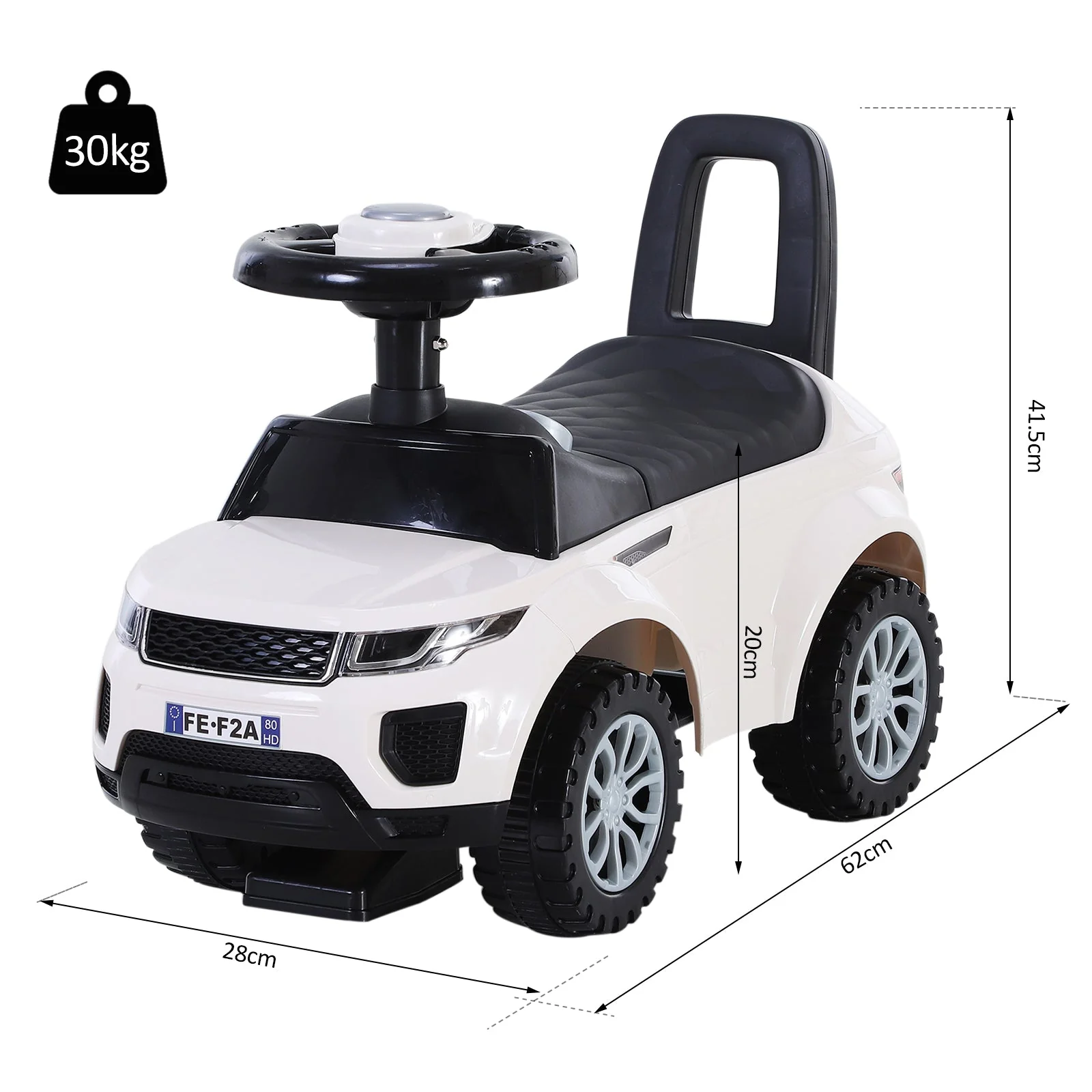 3-in-1 Ride On Car Foot To Floor Slider Toddler w/ Horn Steering Wheel NO POWER Manual Under Seat Storage Safe Design for 1-3 Year Old White - Image 3