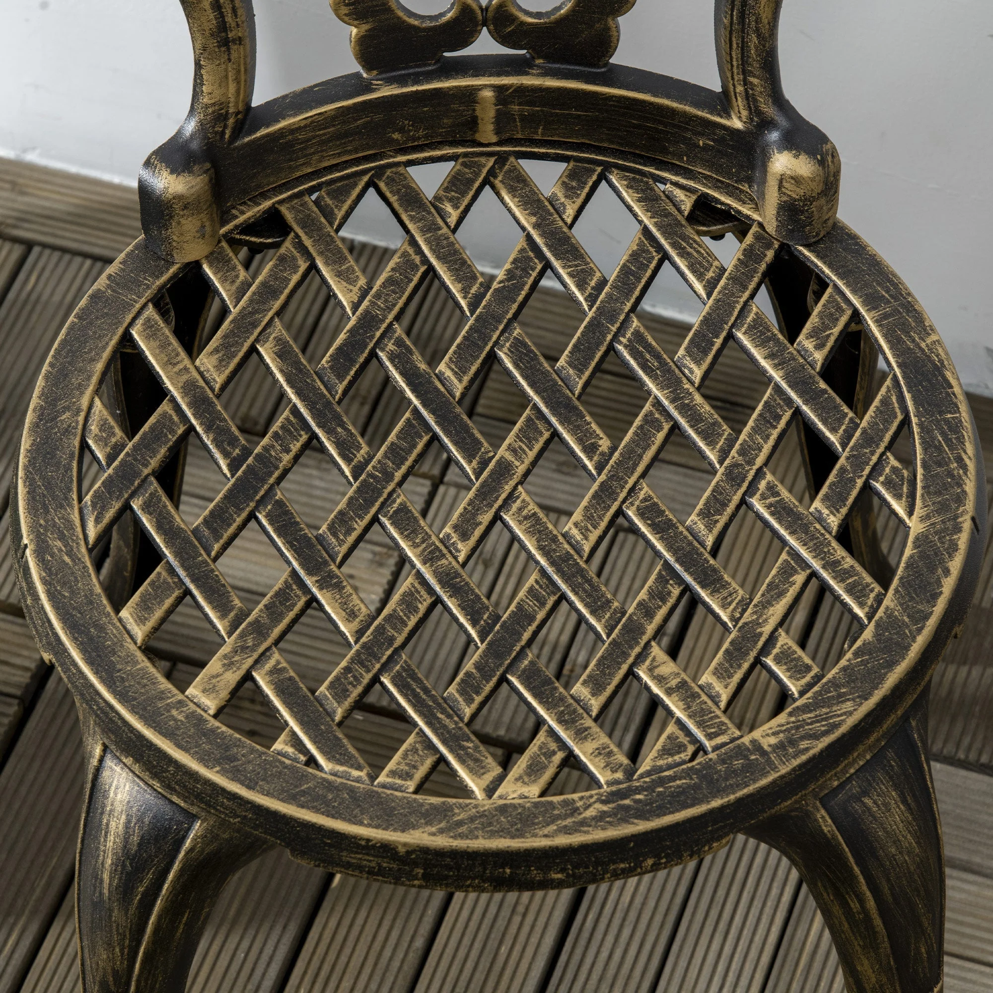 3-Piece Cast Aluminium Garden Bistro Set for 3 with Parasol Hole - Image 7
