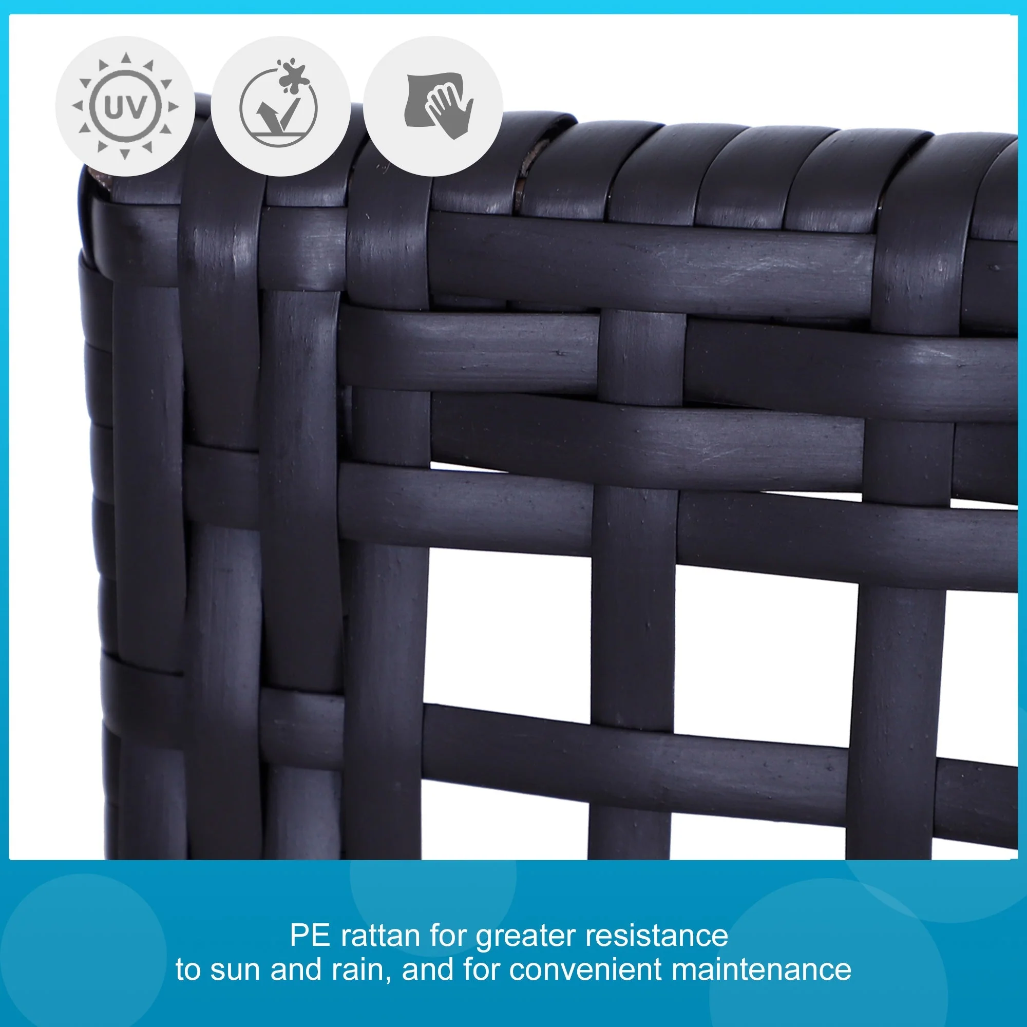 3-Pieces PE Rattan Garden Rocking Chair Set w/ Soft Cushion - Image 5