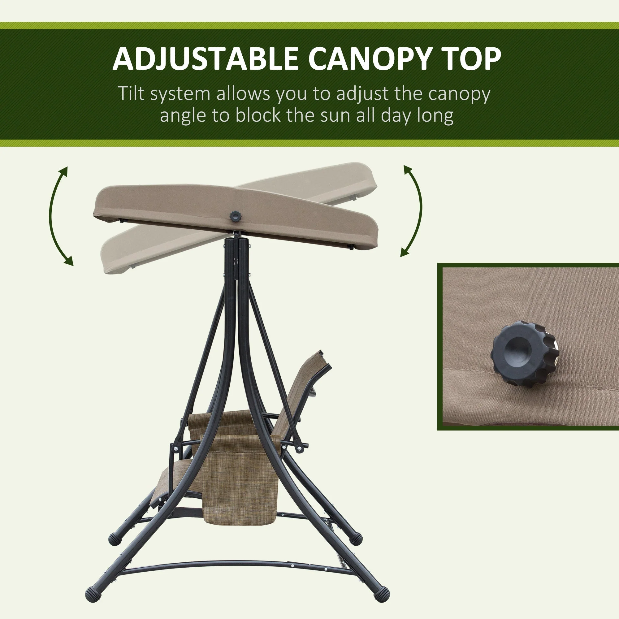 3 Seater Garden Swing Seat Outdoor Swing Chair with High Back Design - Image 4