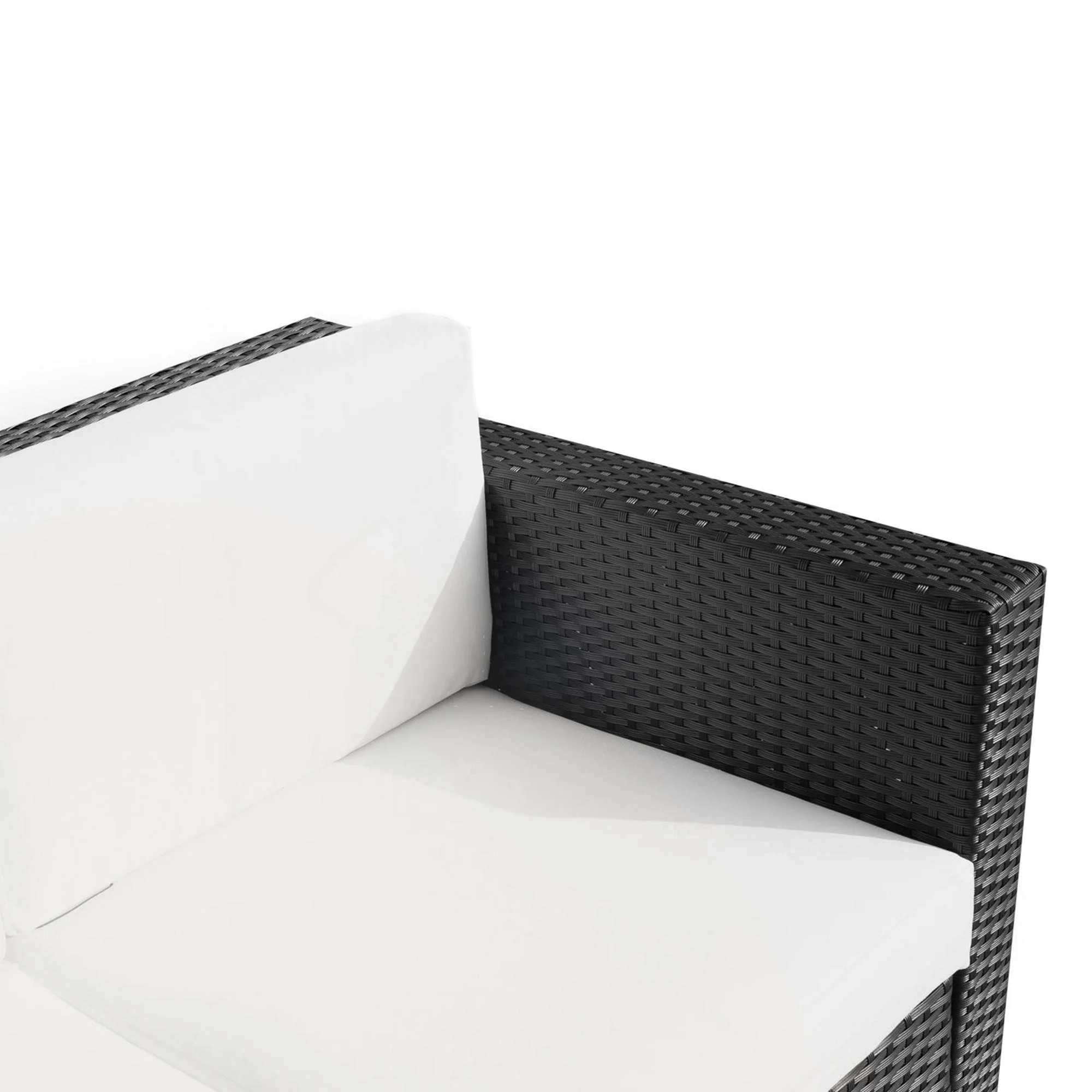 3 Seater Rattan Sofa All-Weather Wicker Weave Metal Frame Chair with Fire Resistant Cushion-Black - Image 9
