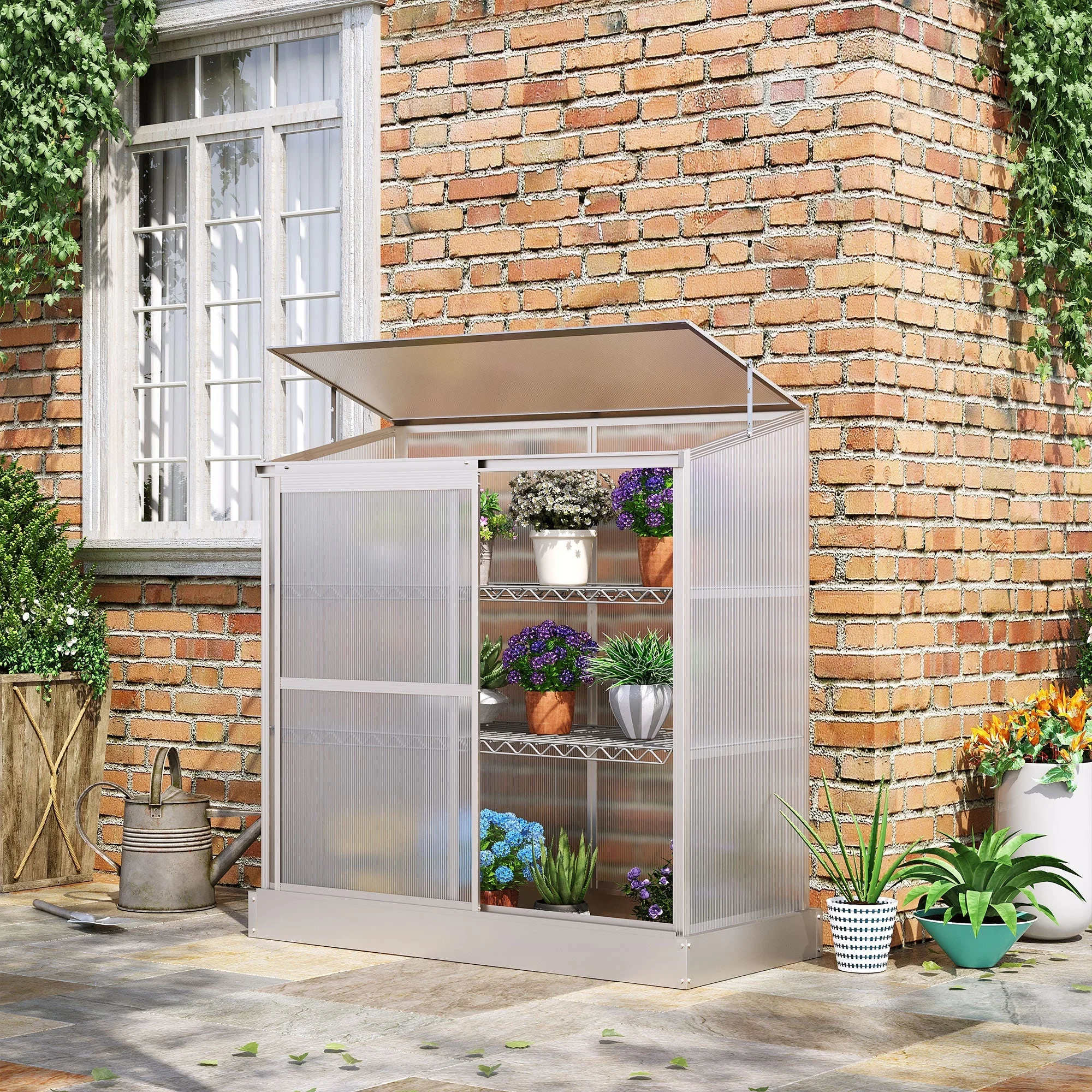 3 Tier Cold Frame With Sliding Door Galvanised Steel by Greenery - Image 2
