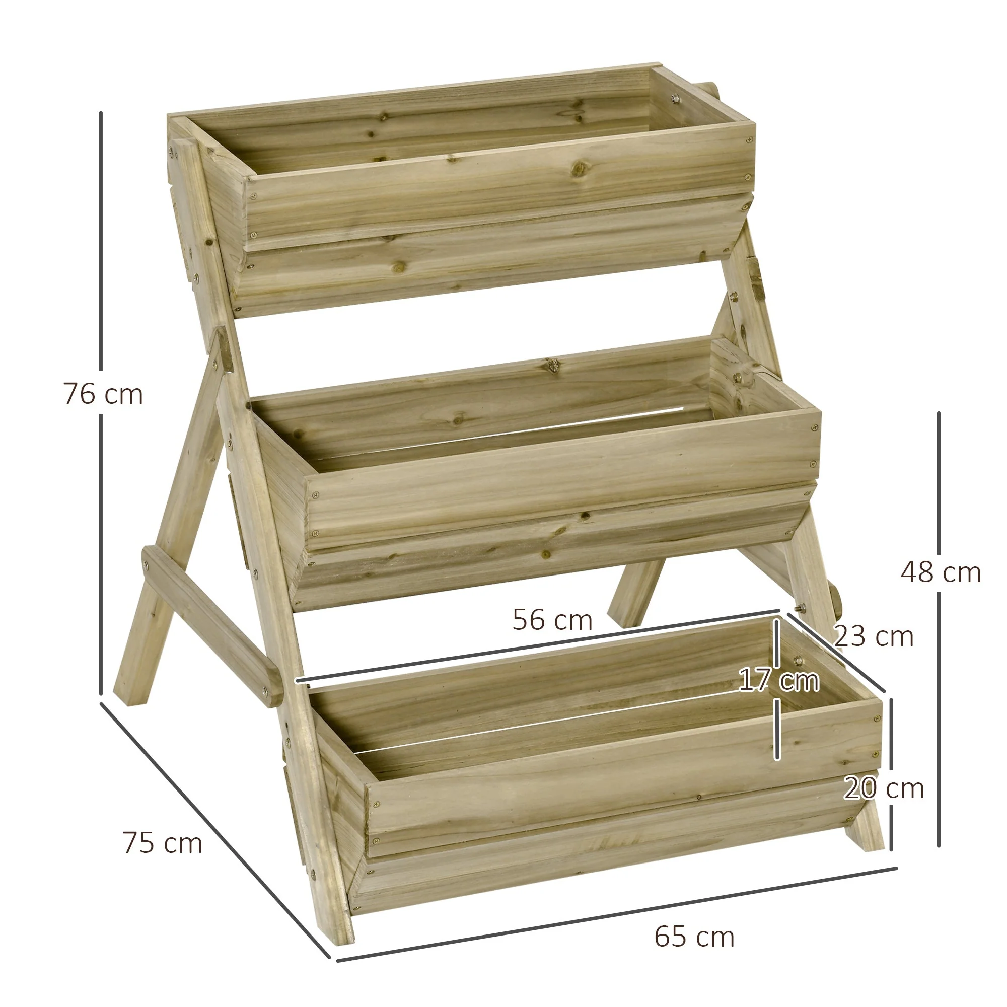 3 Tier Raised Garden Bed Wooden Elevated Planter Grow Box for Flower Herb Green - Image 3