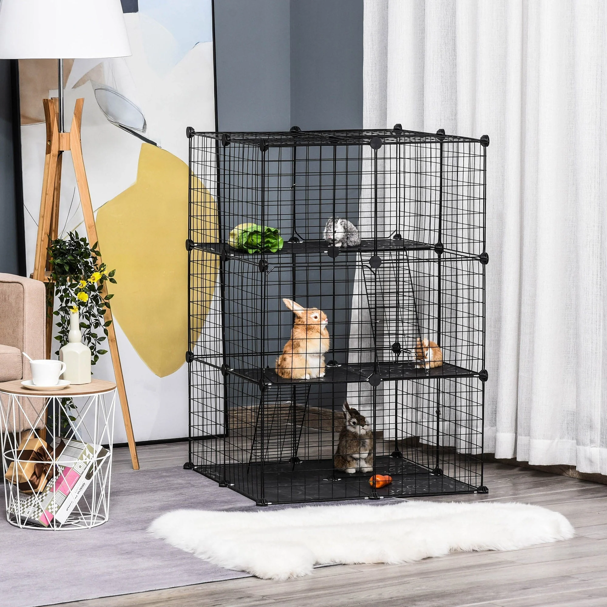 3 Tier Small Animal Cage Black by Pawhut - Image 9