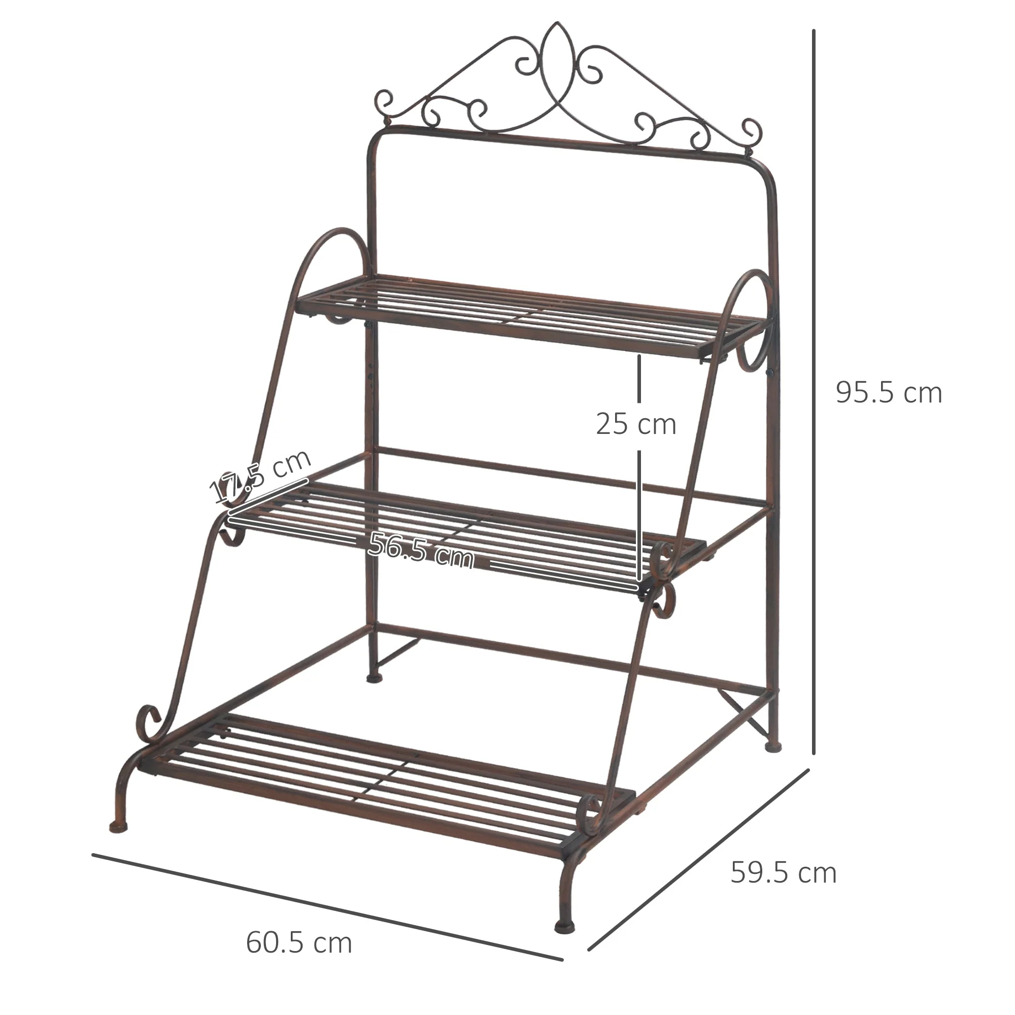 3 Tier Stair Style Metal Plant Stand - Image 3