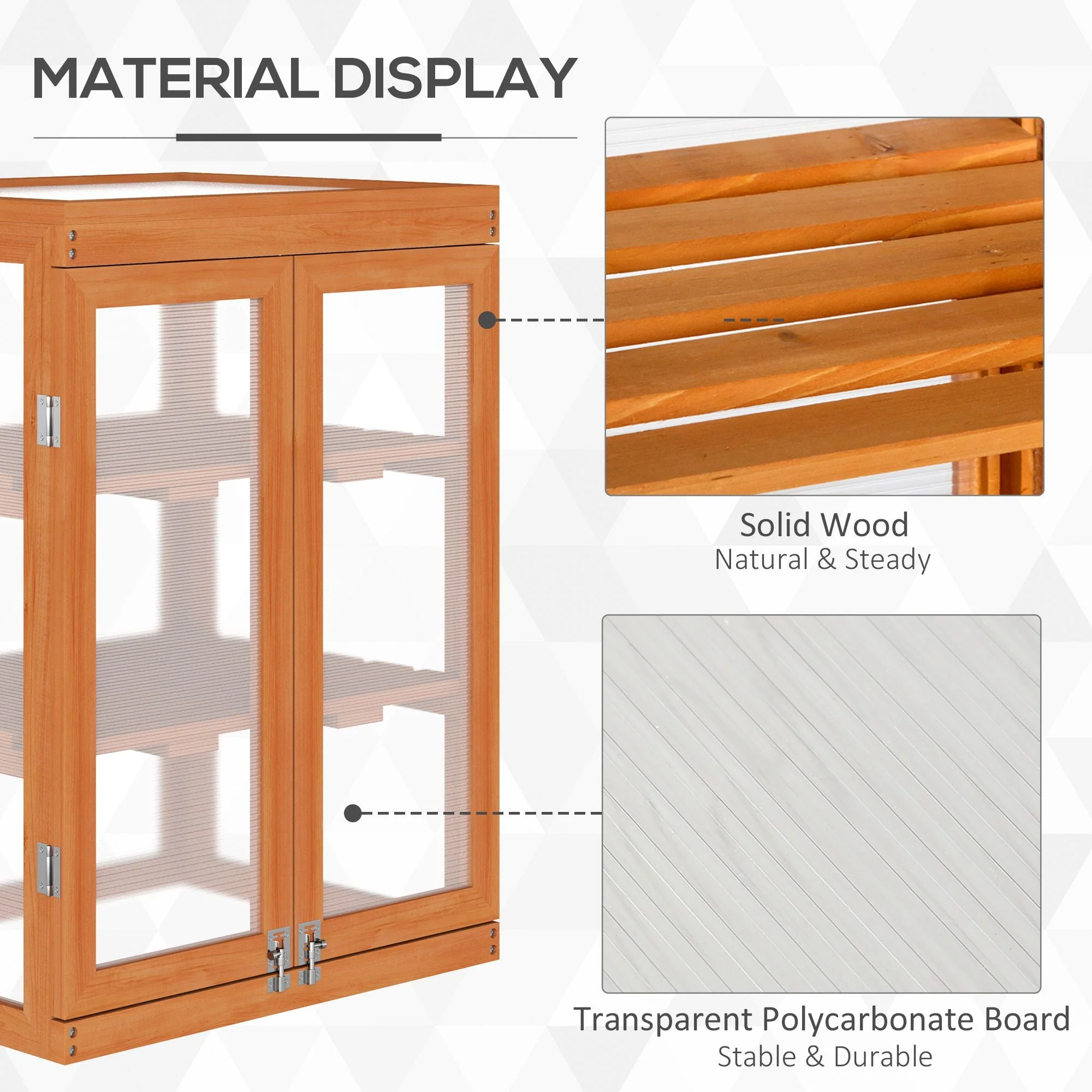 3-tier Wood Greenhouse Garden Polycarbonate Cold Frame Balcony Grow House w/ Storage Shelf for Plants - Image 4