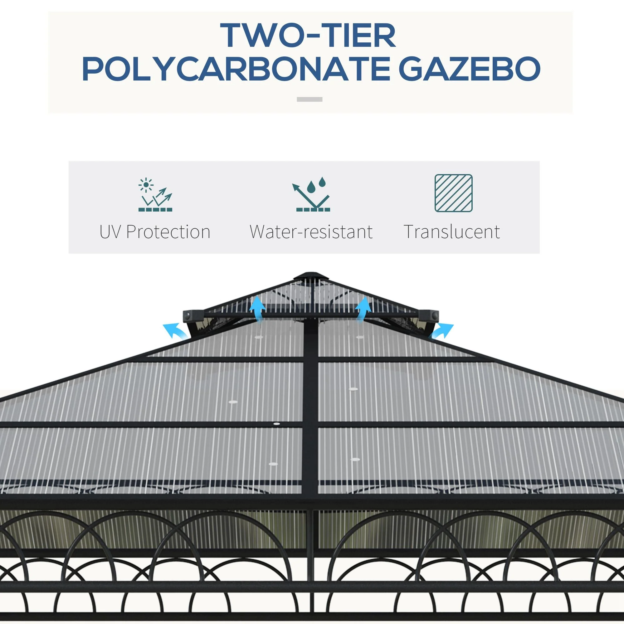 3 x 3 M Outdoor Polycarbonate Gazebo - Image 4