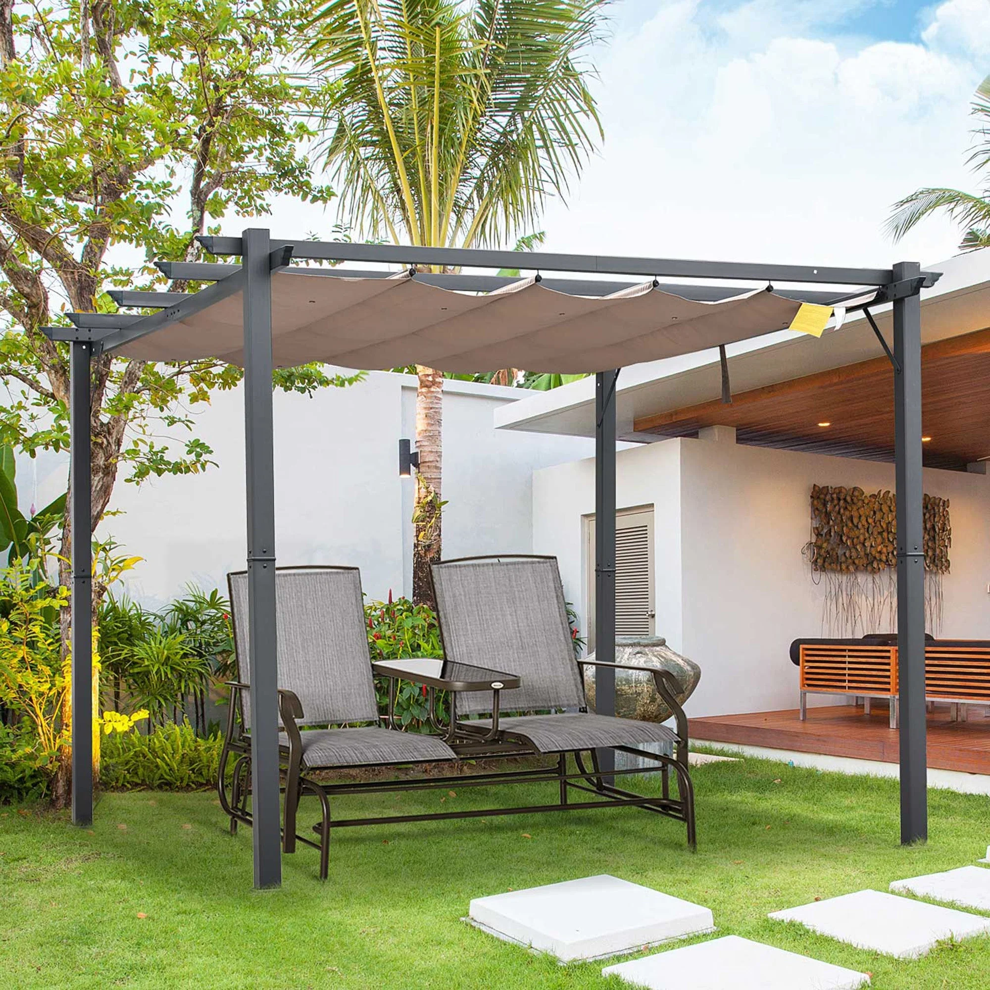 3 X 3 Meter Aluminium Pergola Canopy Gazebo Awning Outdoor Garden Sun Shade Shelter Marquee Party BBQ - Image 2