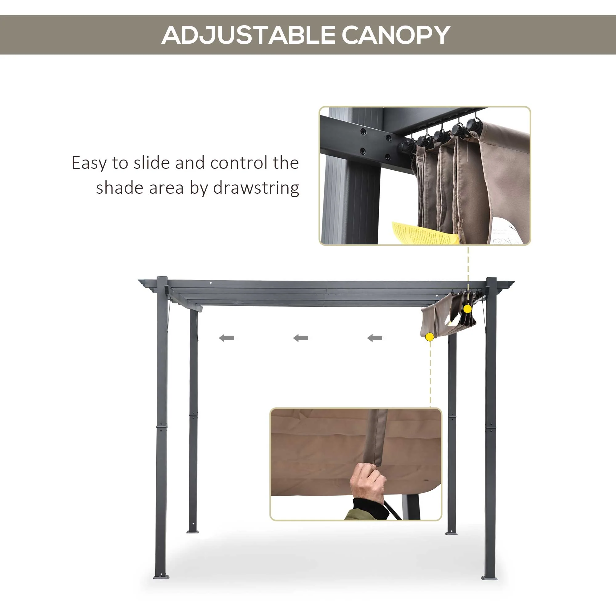3 X 3 Meter Aluminium Pergola Canopy Gazebo Awning Outdoor Garden Sun Shade Shelter Marquee Party BBQ - Image 5