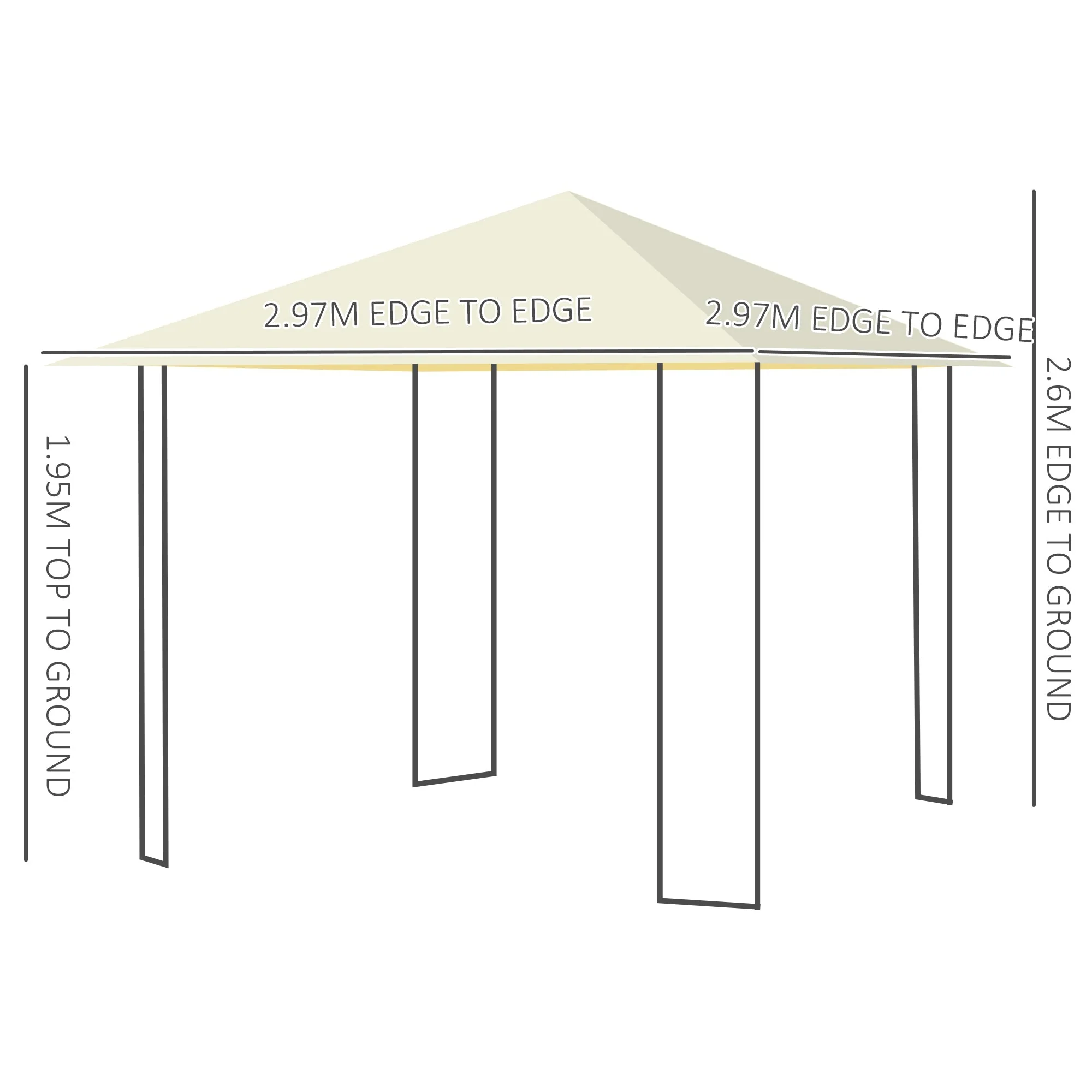 3 x 3 Meters Patio Garden Metal Gazebo Marquee Steel Frame with Canopy Awning Tent Water Resistant Cream - Image 3