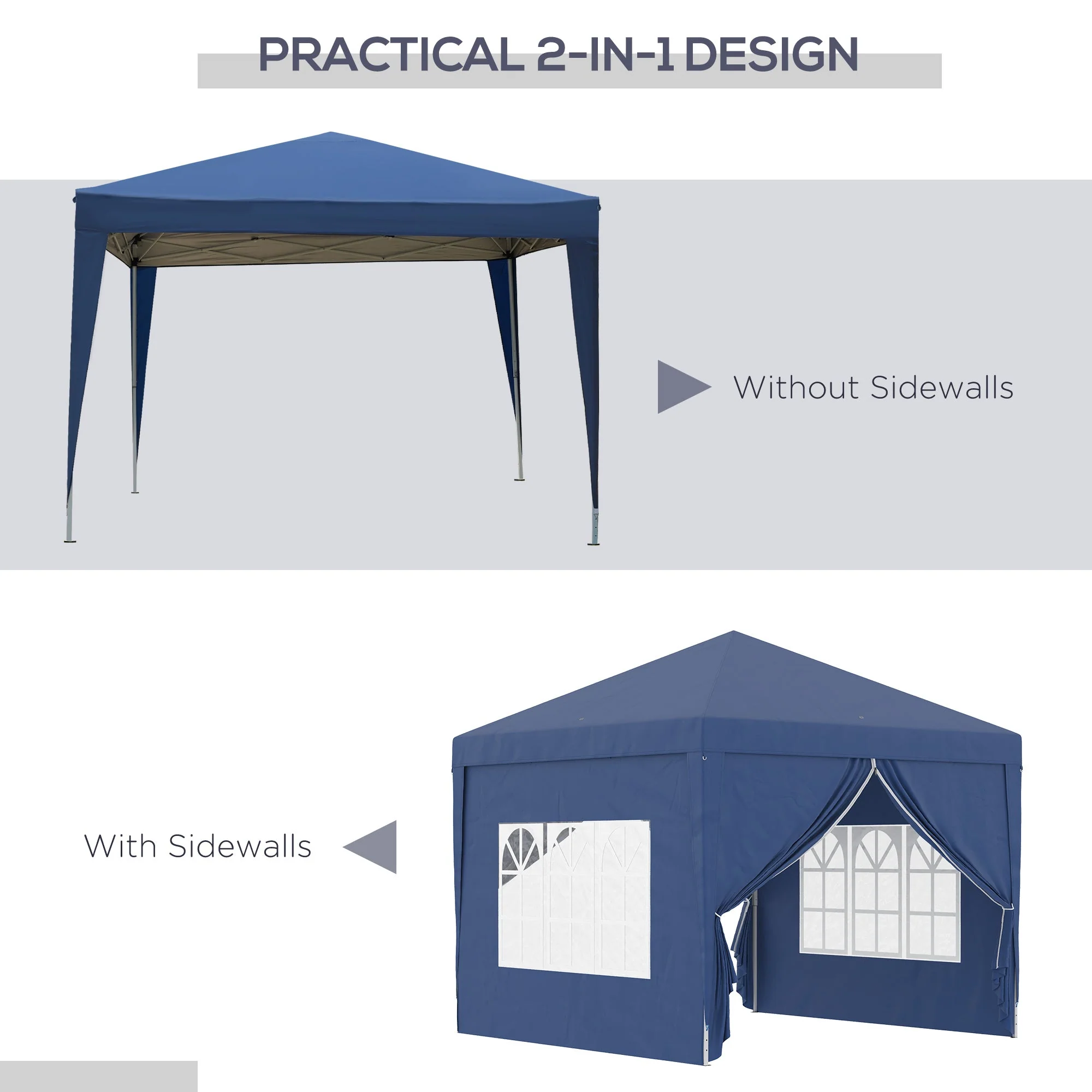 3 x 3 Meters Pop Up Water Resistant Gazebo Wedding Camping Party Tent Canopy Marquee with Carry Bag and 2 Windows - Image 4