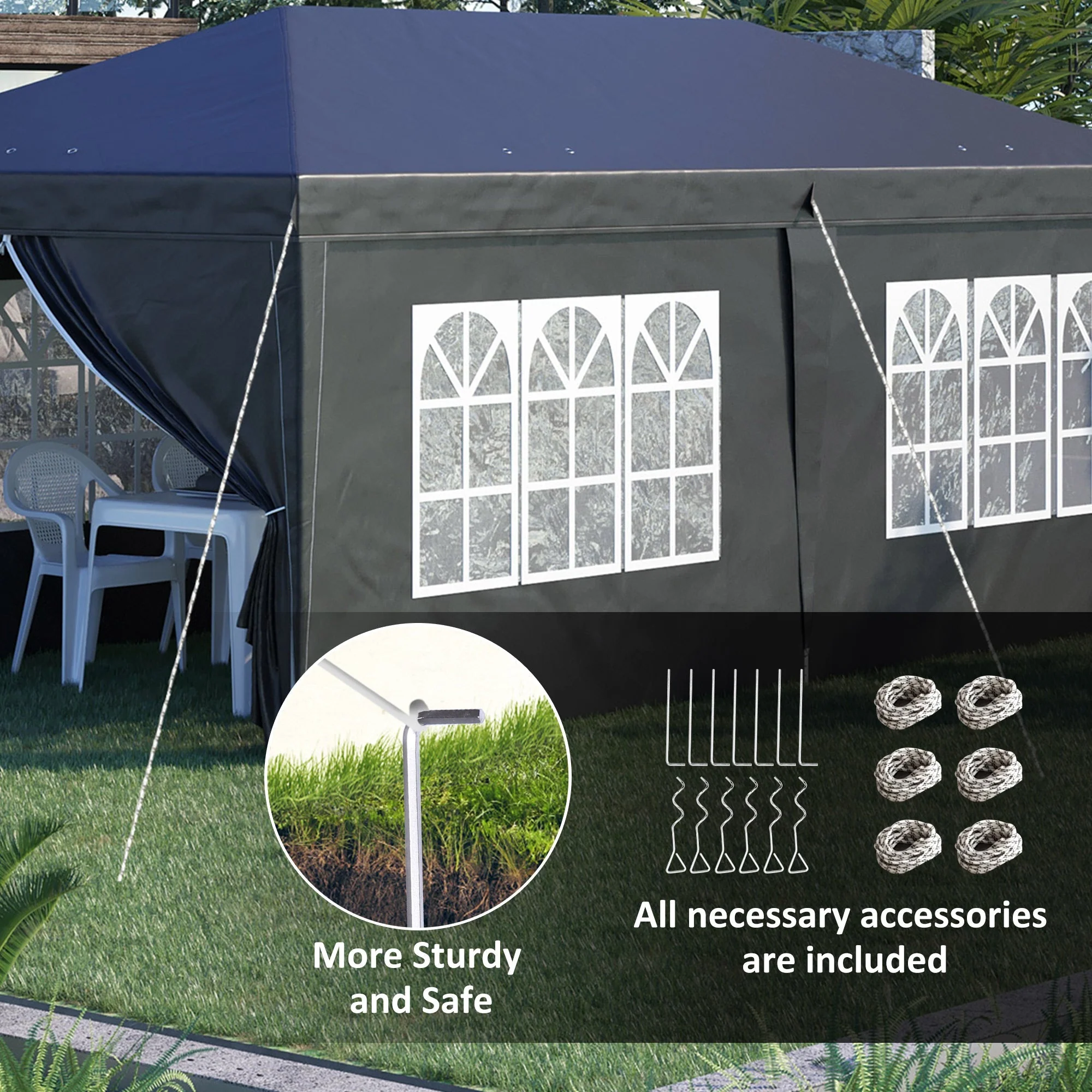 3 x 6 m Pop Up Gazebo with Sides and Windows - Image 6