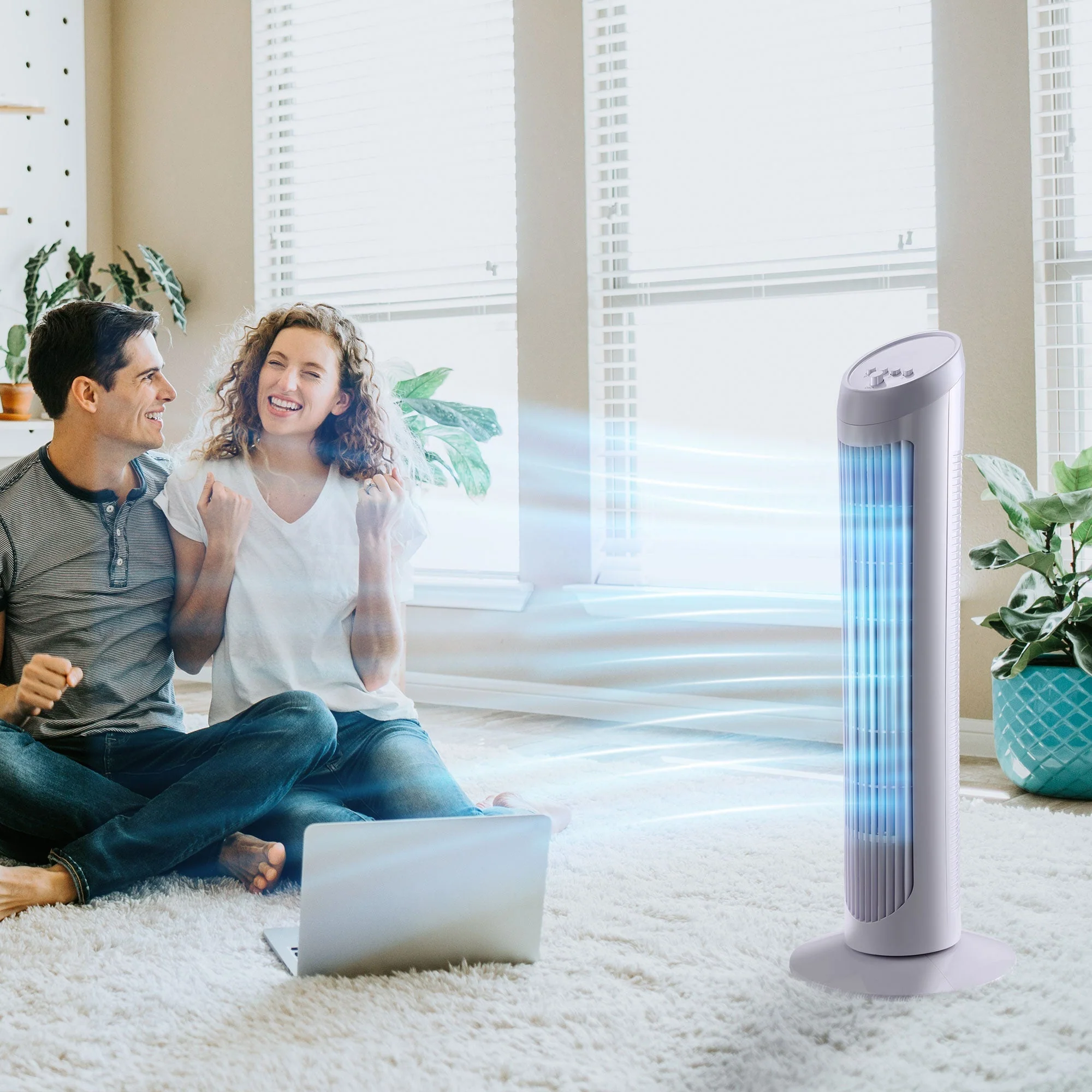 30" Oscillating Tower Fan 3 Speed Mode Ultra Slim Indoor Air Refresher Cooling Machine Noise Reduction - White - Image 4