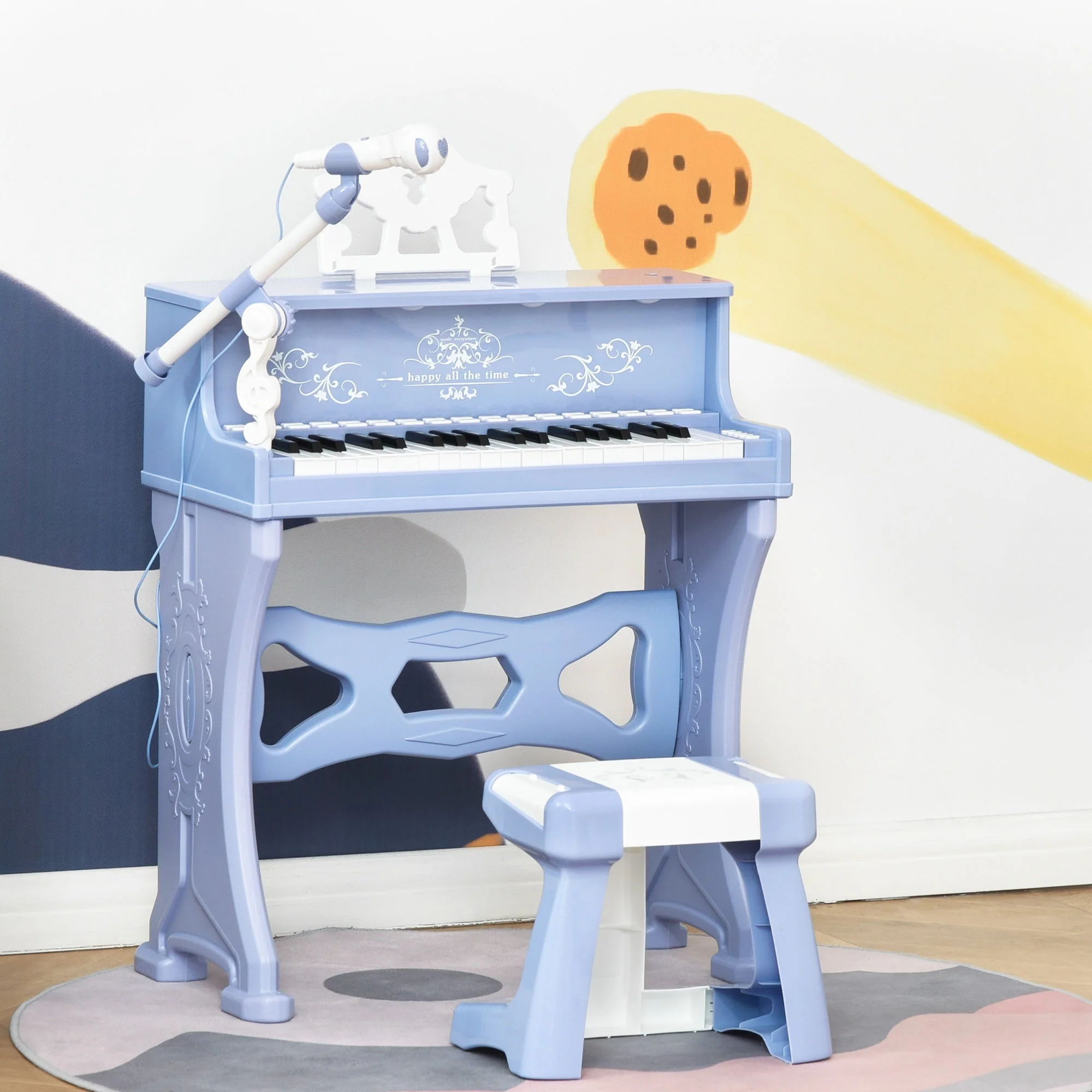 37 Key Kids Battery Keyboard Mini Grand Piano Stool Microphone Musical Toy - Image 2