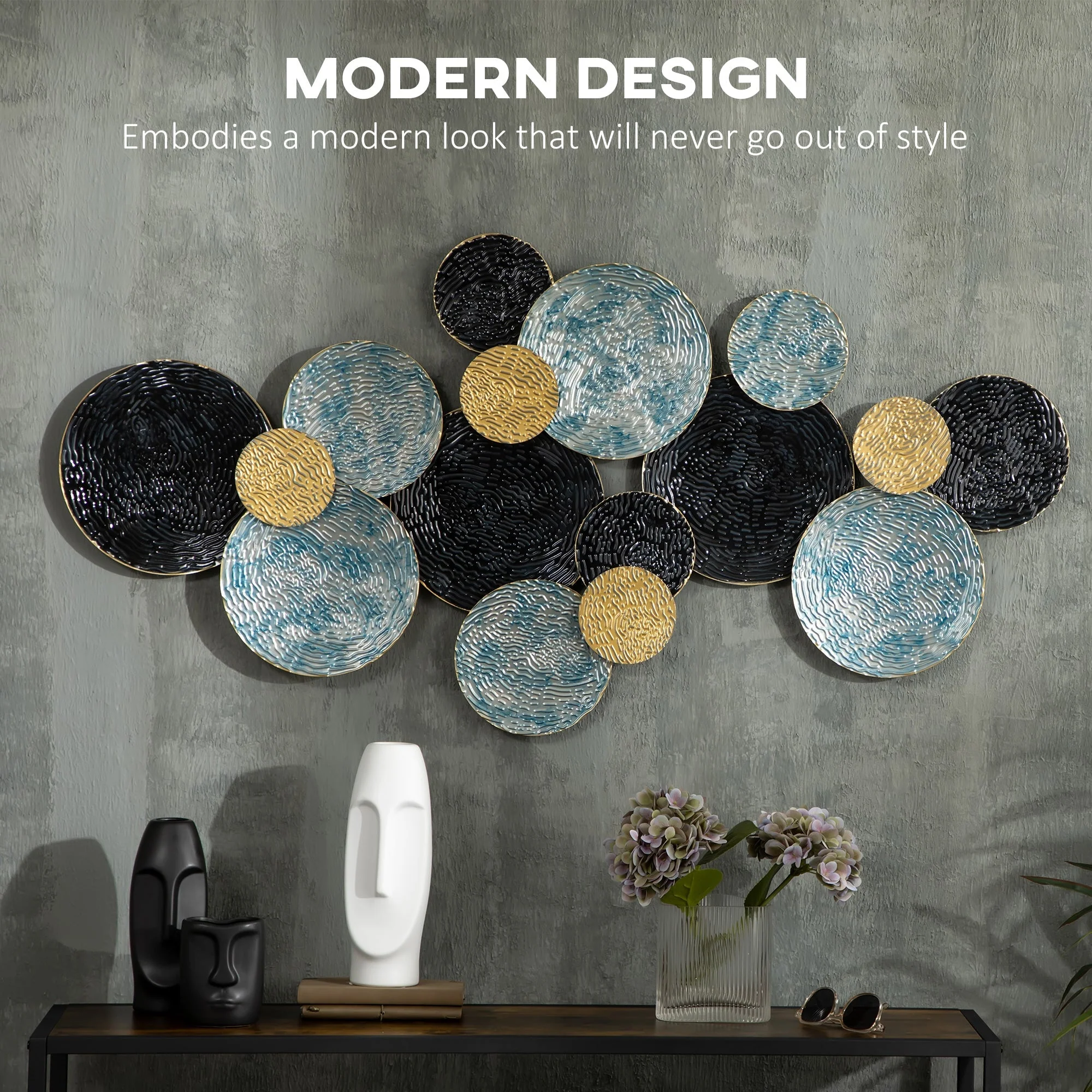 3D Metal Wall Art Modern Circle Hanging Wall Sculptures Home Decor for Living Room Bedroom Dining Room - Image 4
