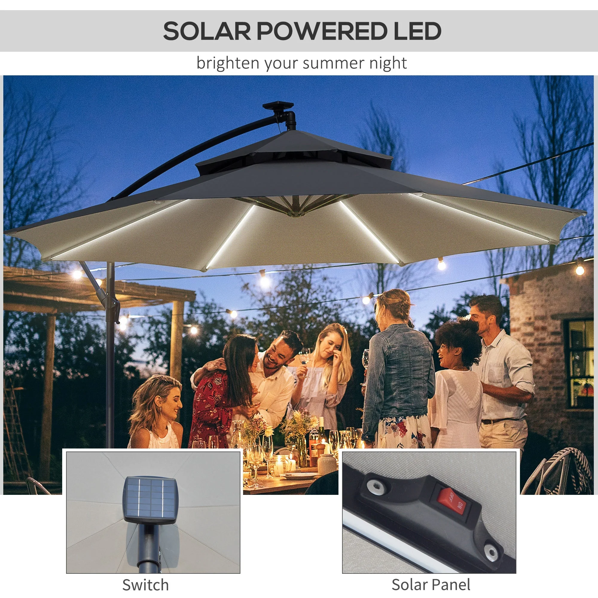 3M Cantilever Banana Parasol Hanging Umbrella with Double Roof - Image 3