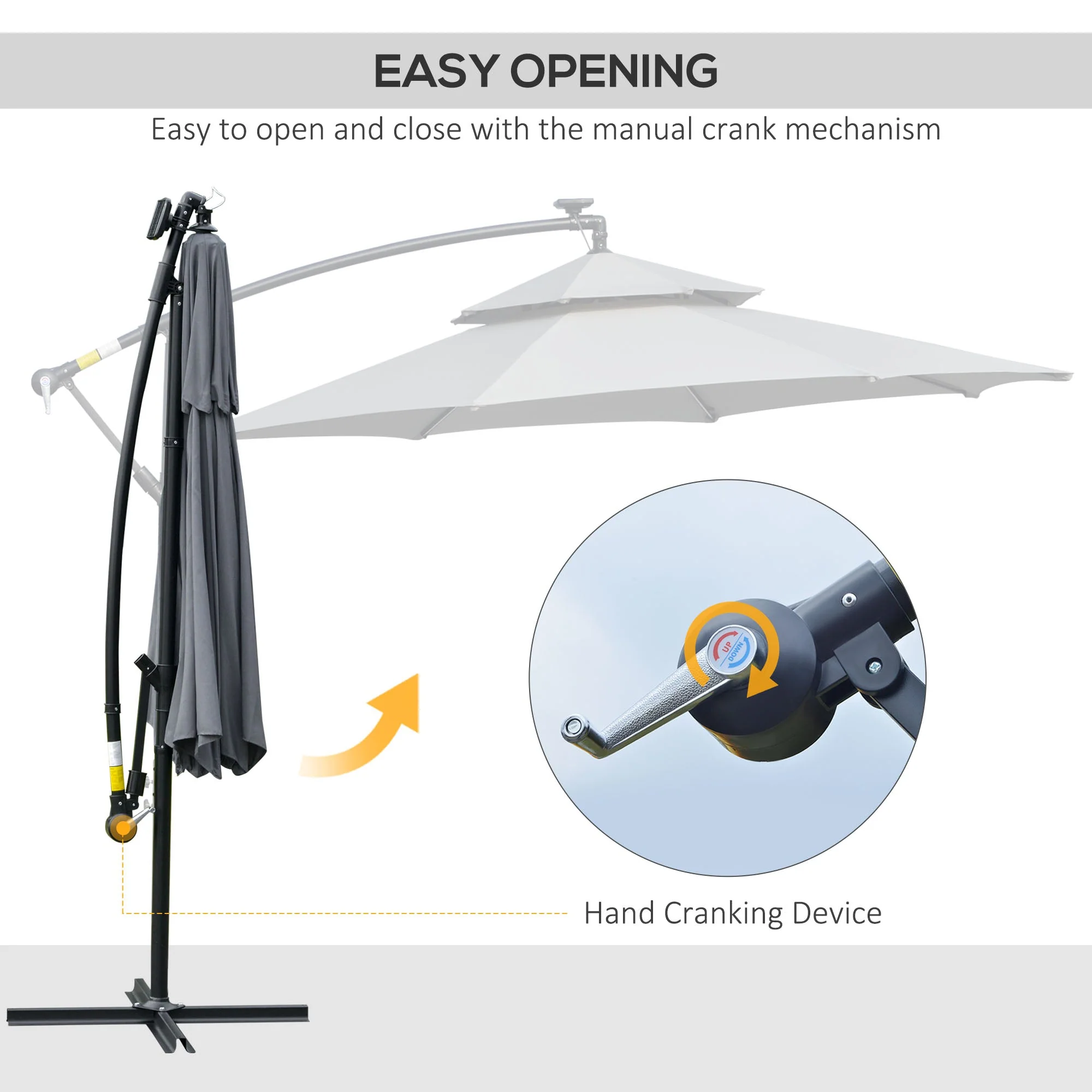 3M Cantilever Banana Parasol Hanging Umbrella with Double Roof - Image 4
