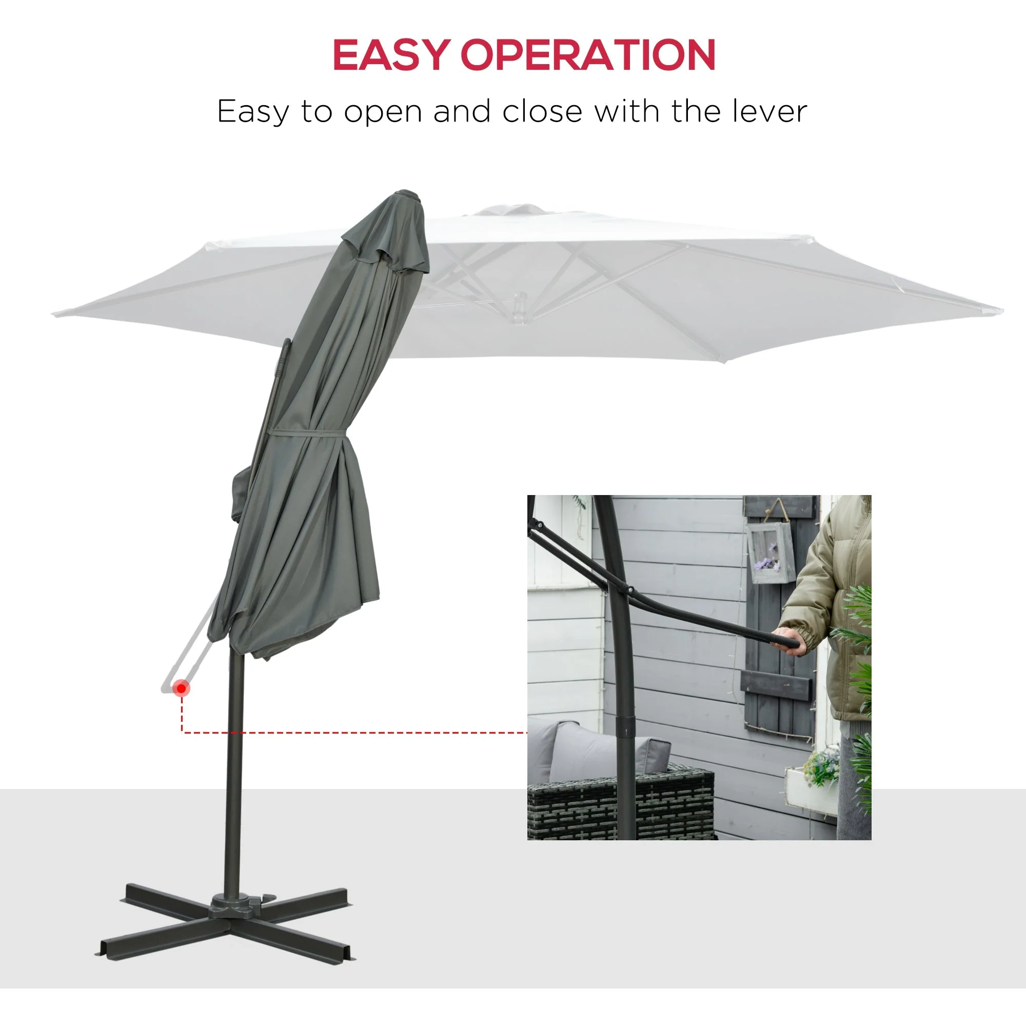 3m Cantilever Parasol with Easy Lever - Image 3
