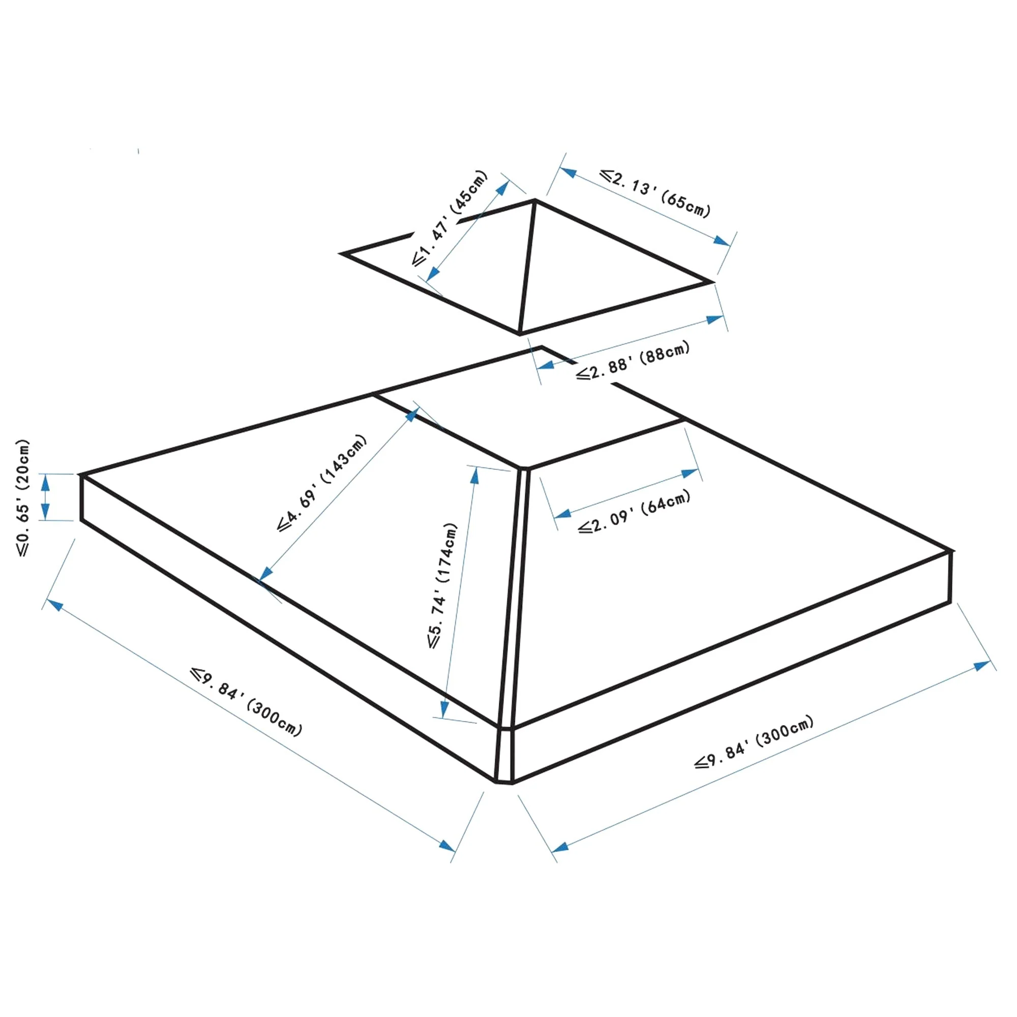 3M Gazebo Top Cover Double Tier Canopy Replacement Pavilion Roof Deep Grey - Image 3