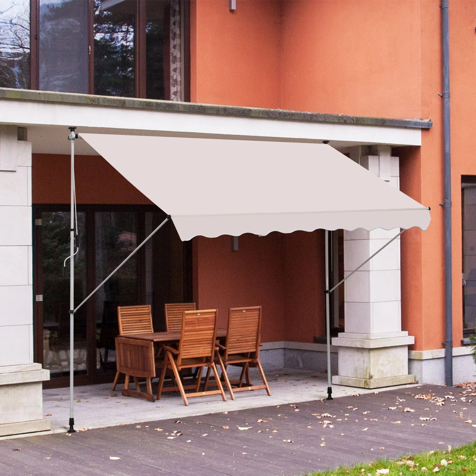 3x1.5m Adjustable Outdoor Aluminium Frame Awning Beige - Image 2