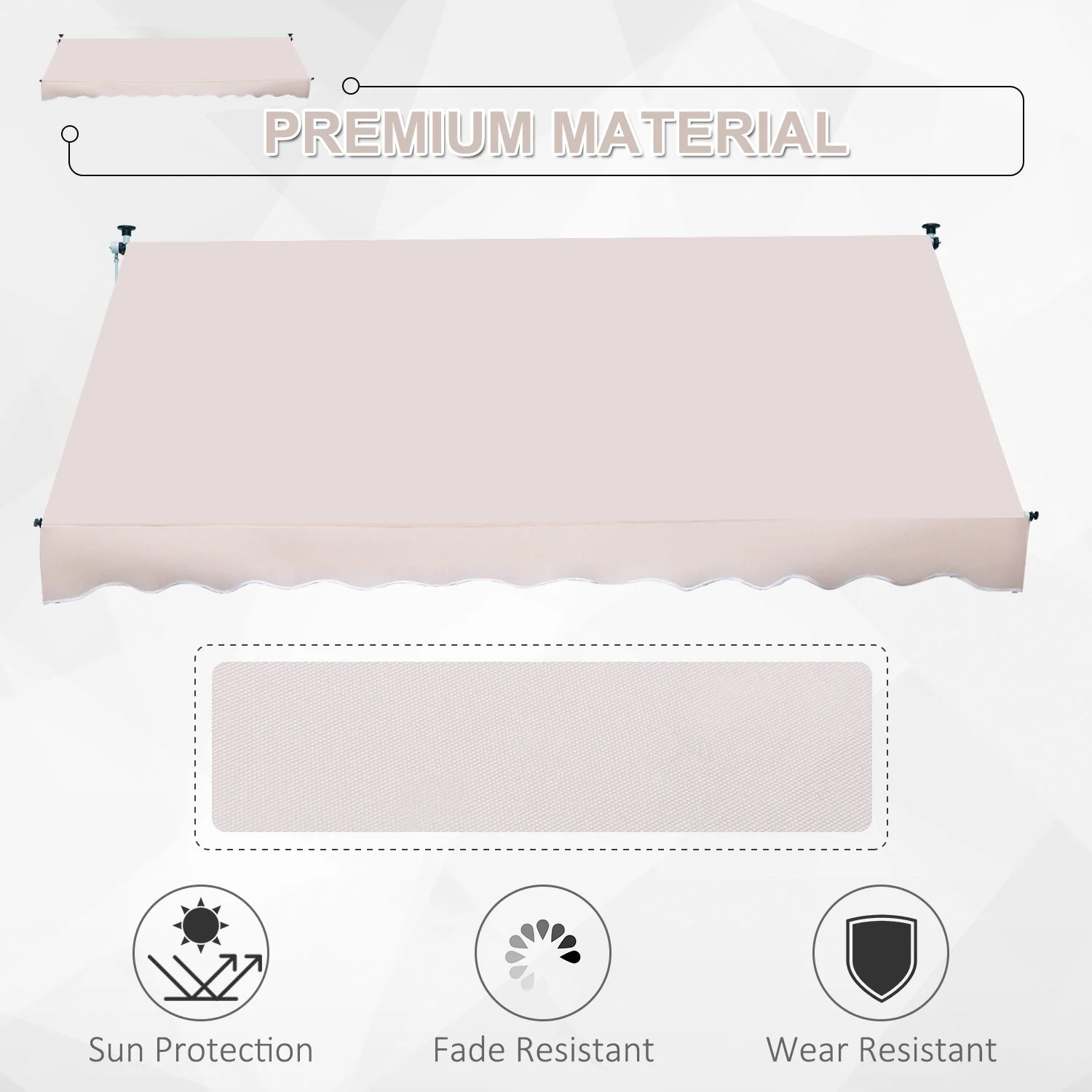 3x1.5m Adjustable Outdoor Aluminium Frame Awning Beige - Image 4