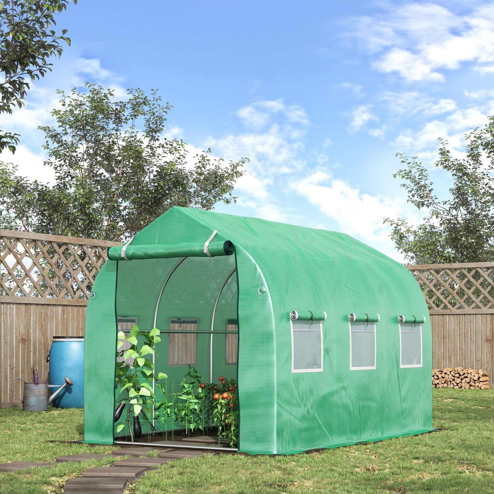 3x2 m Polytunnel Walk-in Greenhouse-Green - Image 2