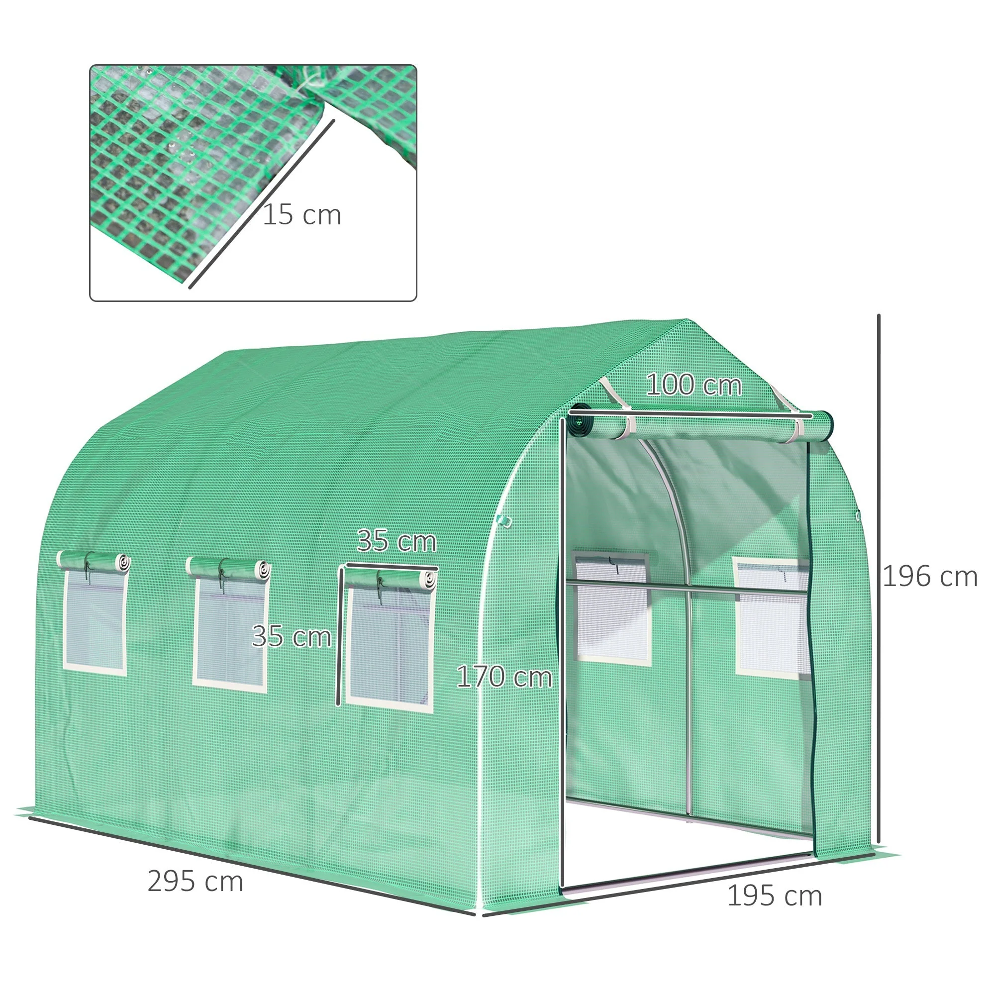 3x2 m Polytunnel Walk-in Greenhouse-Green - Image 3