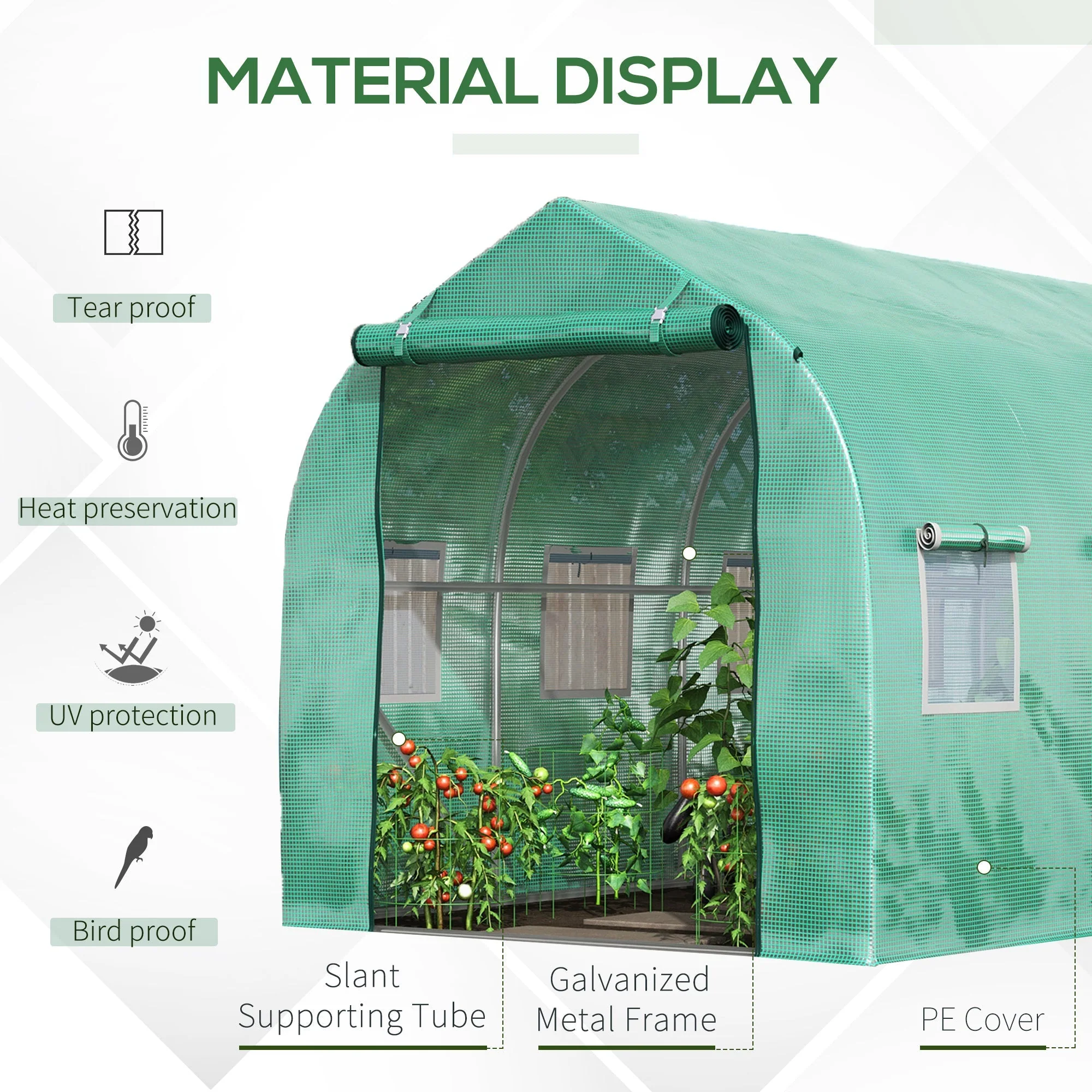 3x2 m Polytunnel Walk-in Greenhouse-Green - Image 4