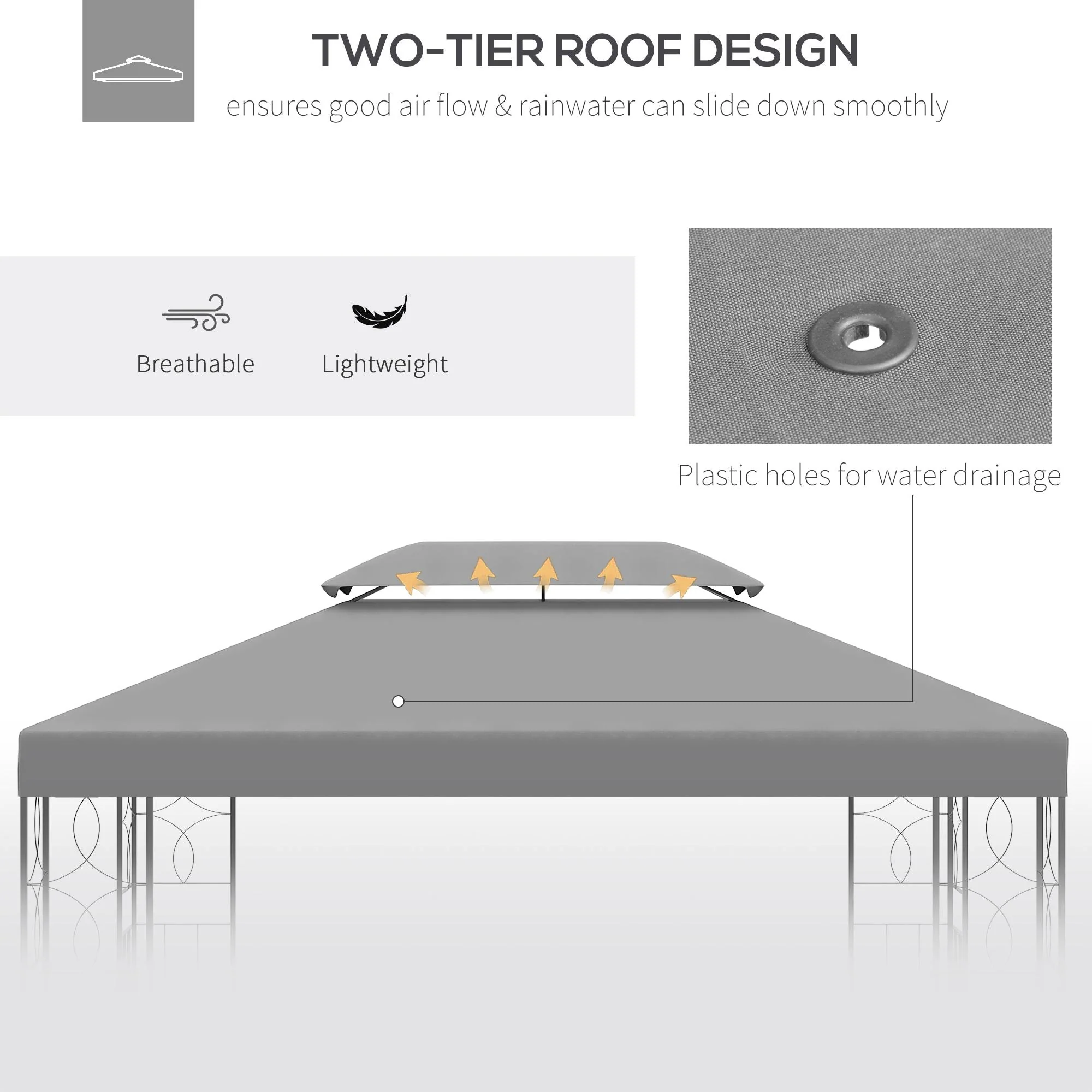 3x4m Gazebo Canopy Replacement Cover - Image 4
