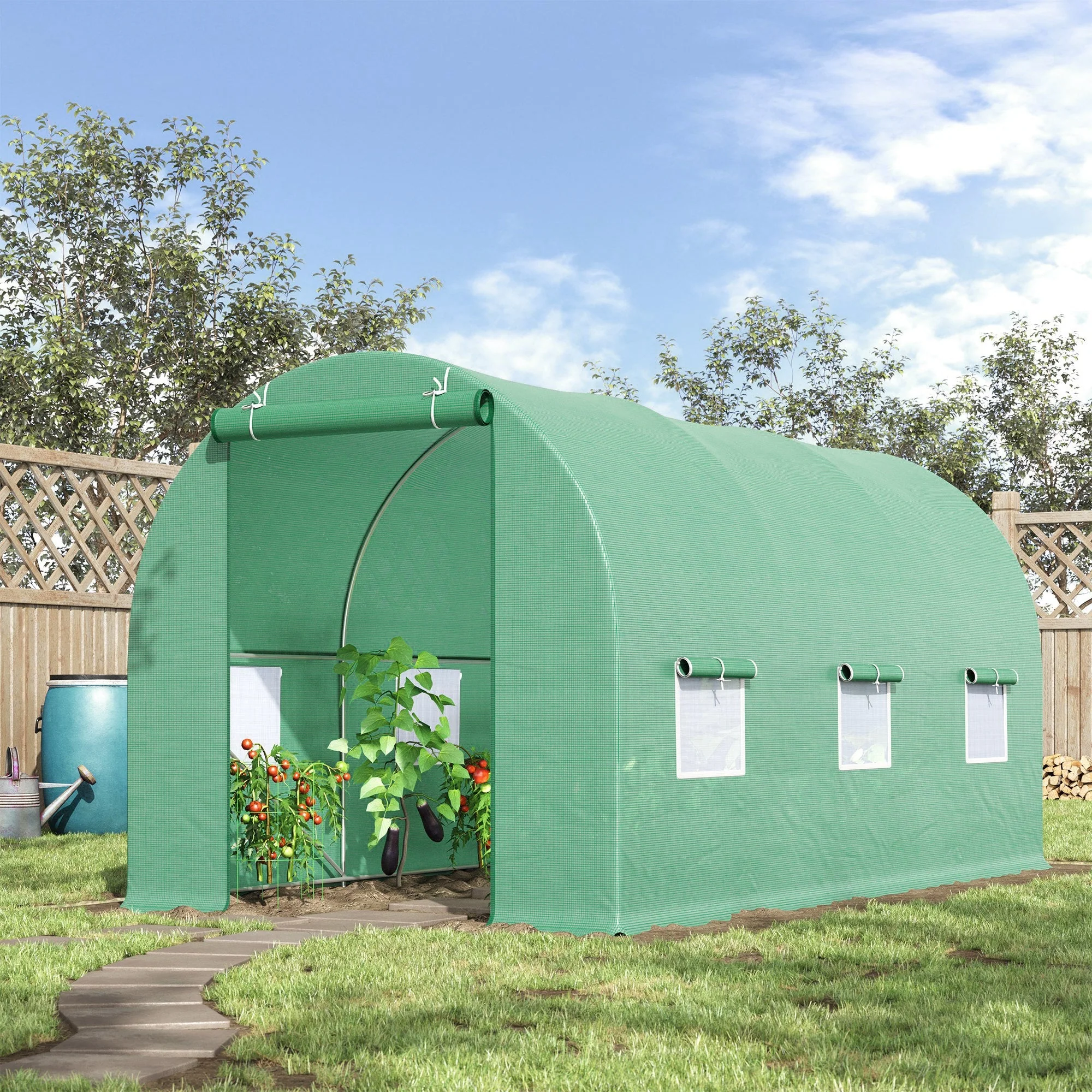 4.5m x 2m x 2m Walk-in Tunnel Greenhouse Garden Plant Growing House with Door and Ventilation Window - Image 2