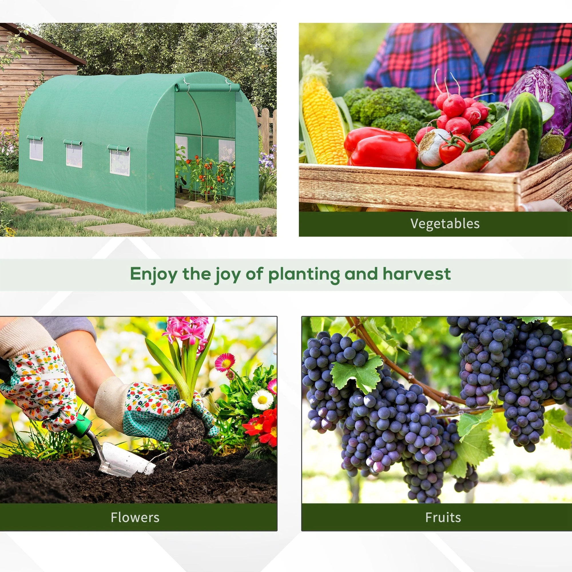 4.5m x 2m x 2m Walk-in Tunnel Greenhouse Garden Plant Growing House with Door and Ventilation Window - Image 7