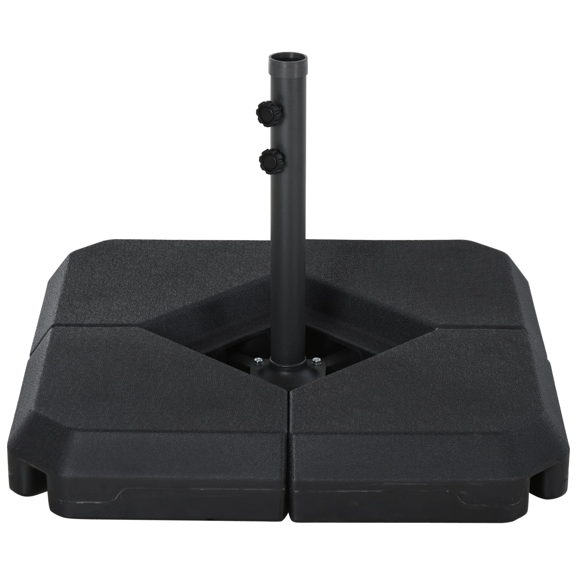 4-Piece Fillable Parasol Base w/ Steel Cross Base Garden Umbrella Stand Weight Umbrella Sand Water Plastic Black - Image 2