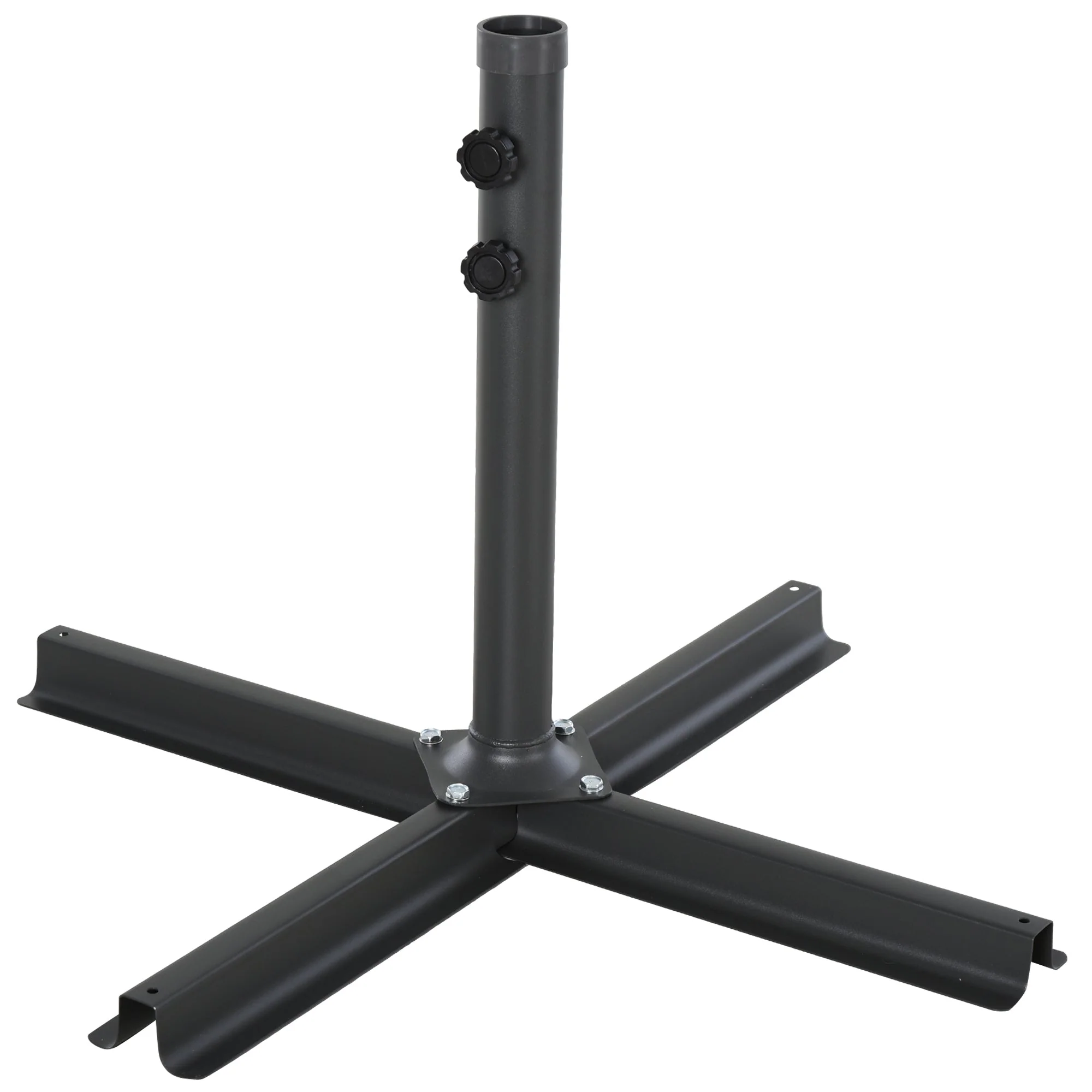 4-Piece Fillable Parasol Base w/ Steel Cross Base Garden Umbrella Stand Weight Umbrella Sand Water Plastic Black - Image 9