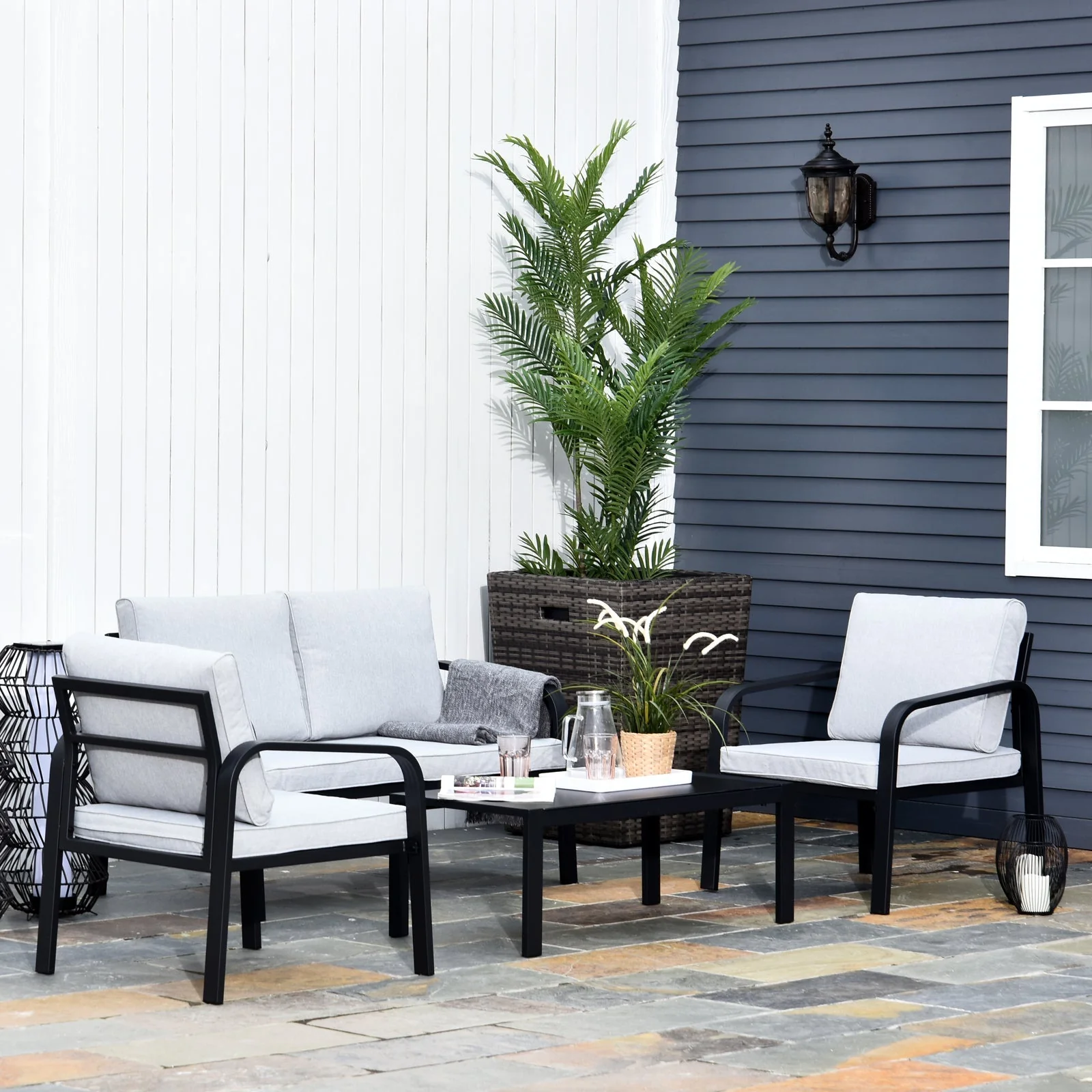 4-Piece Garden Sofa Set 2 Single Armchair - Image 2