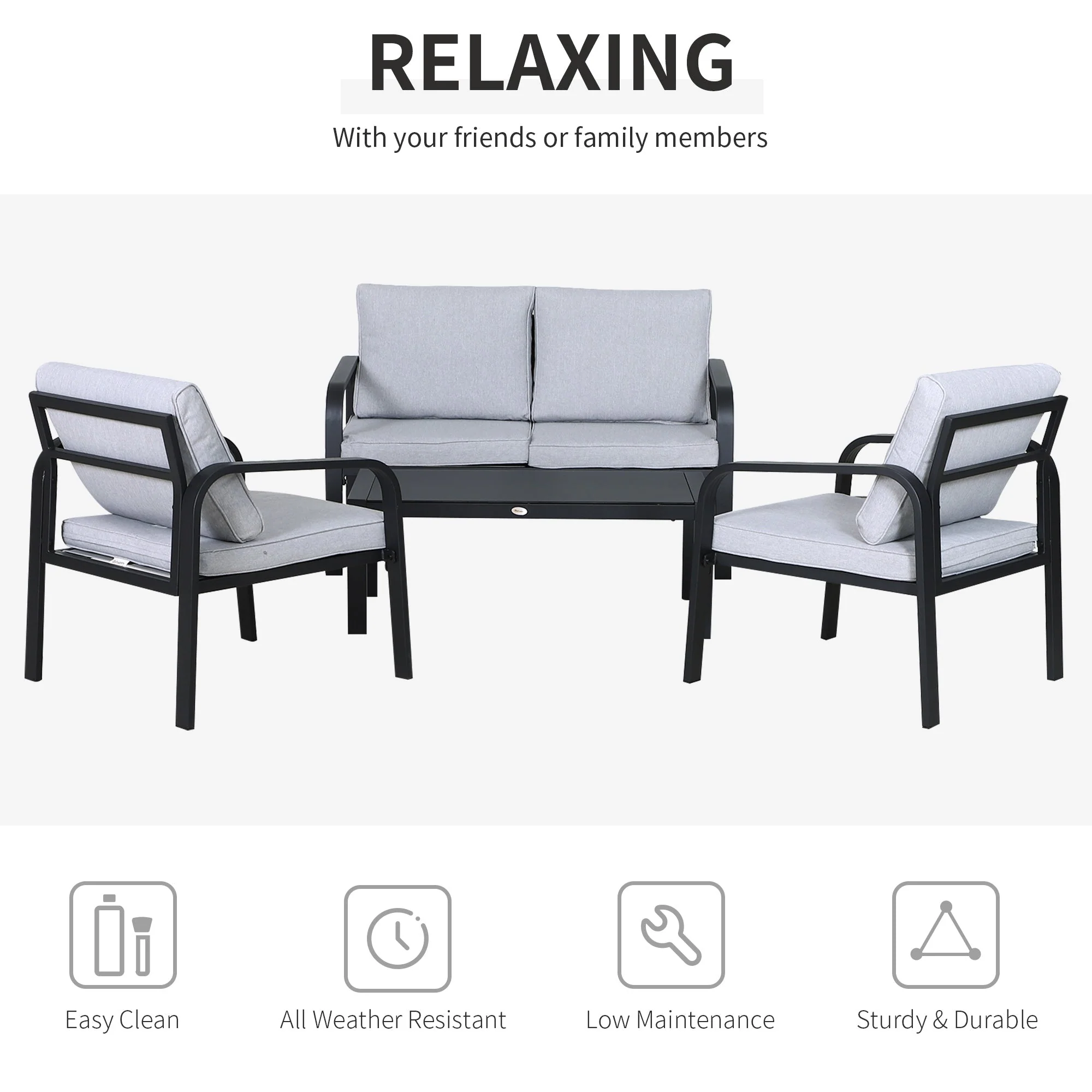 4-Piece Garden Sofa Set 2 Single Armchair - Image 5