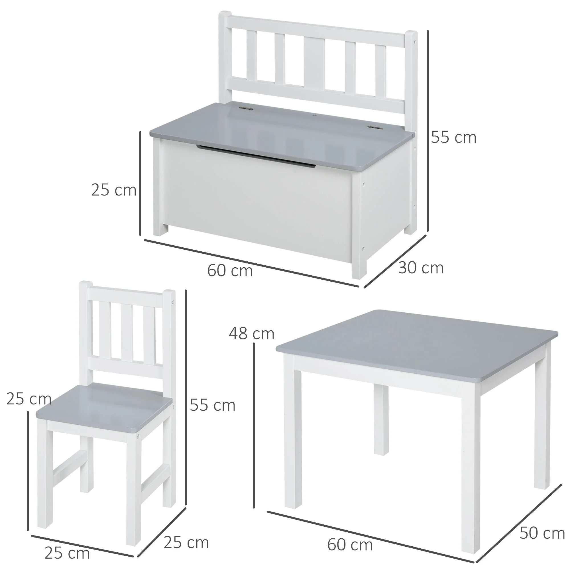 4-Piece Kids Table and Chair Set with 2 Wooden Chairs - Image 2