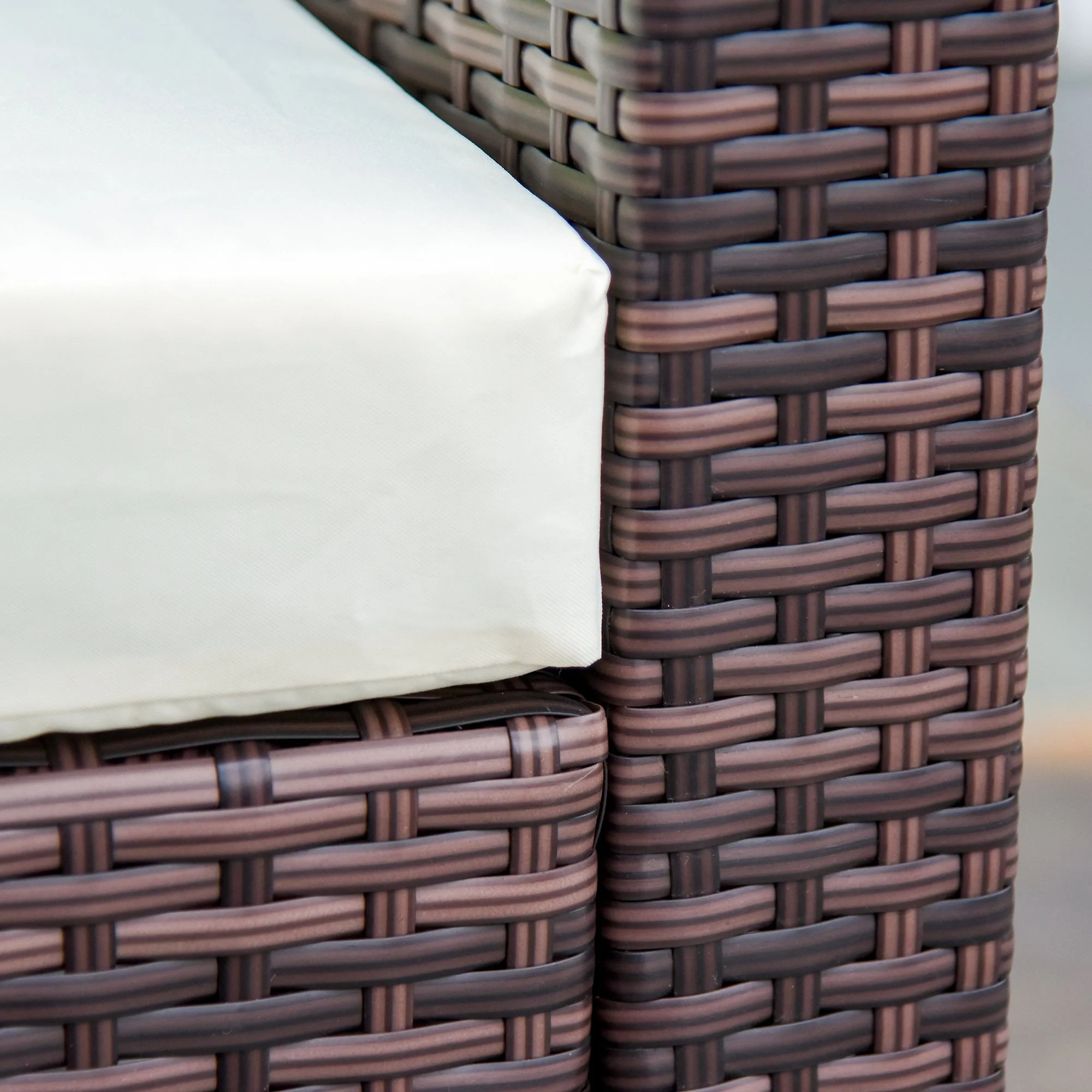 4 Seater Rattan Sofa Set Garden Outdoor Sectional Sofa Coffee Table Combo Patio Furniture-Brown - Image 7